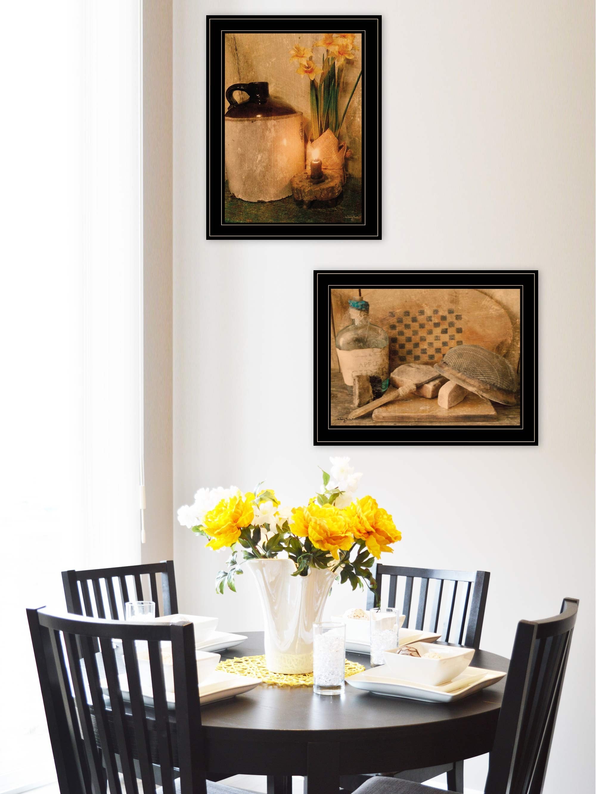 Set Of Two Daffodils and Cider 2 Black Framed Print Bathroom Wall Art