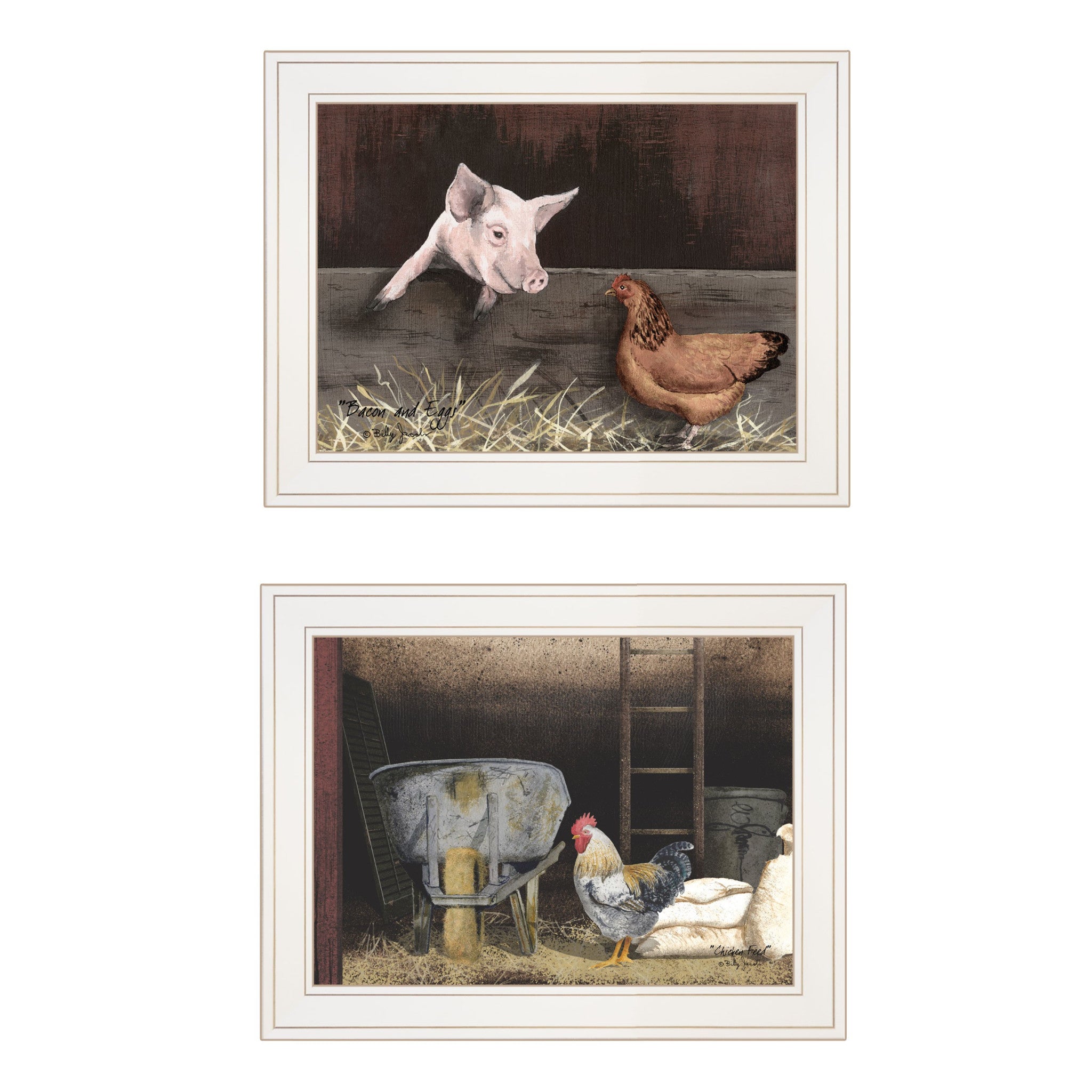 Set Of Two Bacon and Eggs 1 White Framed Print Wall Art