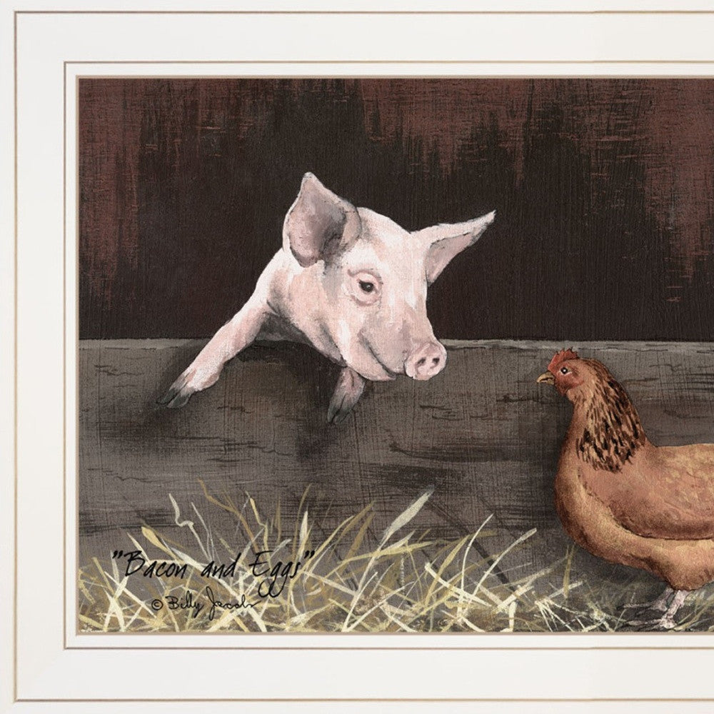 Set Of Two Bacon and Eggs 1 White Framed Print Wall Art