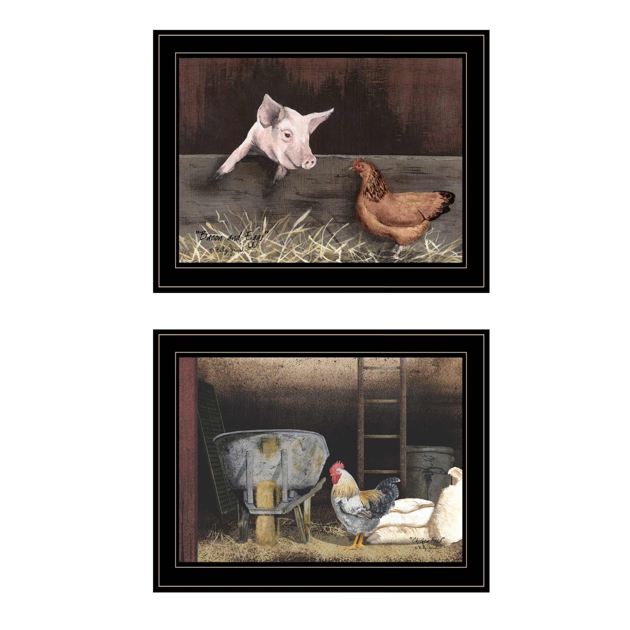 Set Of Two Bacon and Eggs 2 Black Framed Print Wall Art