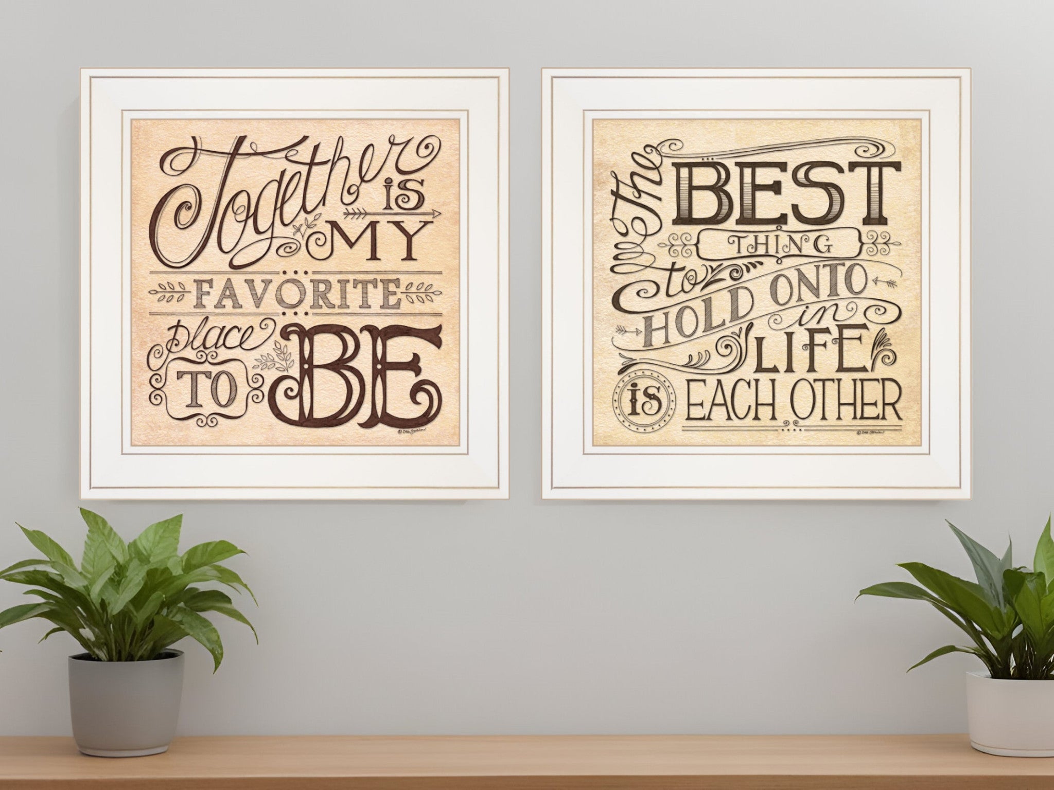 Set Of Two Together or Each Other 1 White Framed Print Wall Art