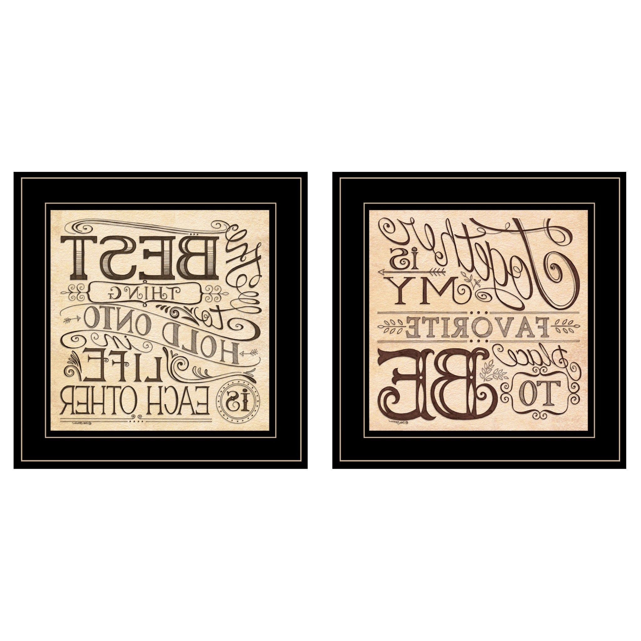 Set Of Two Together or Each Other 2 Black Framed Print Wall Art