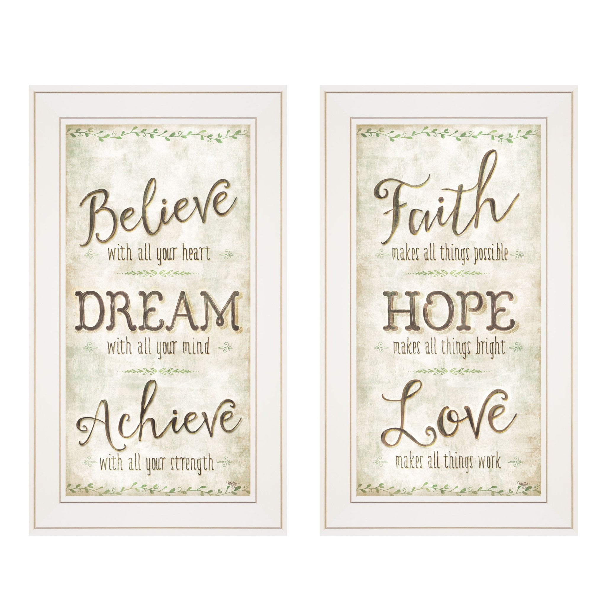 Set Of Two Faith or Believe 1 White Framed Print Wall Art