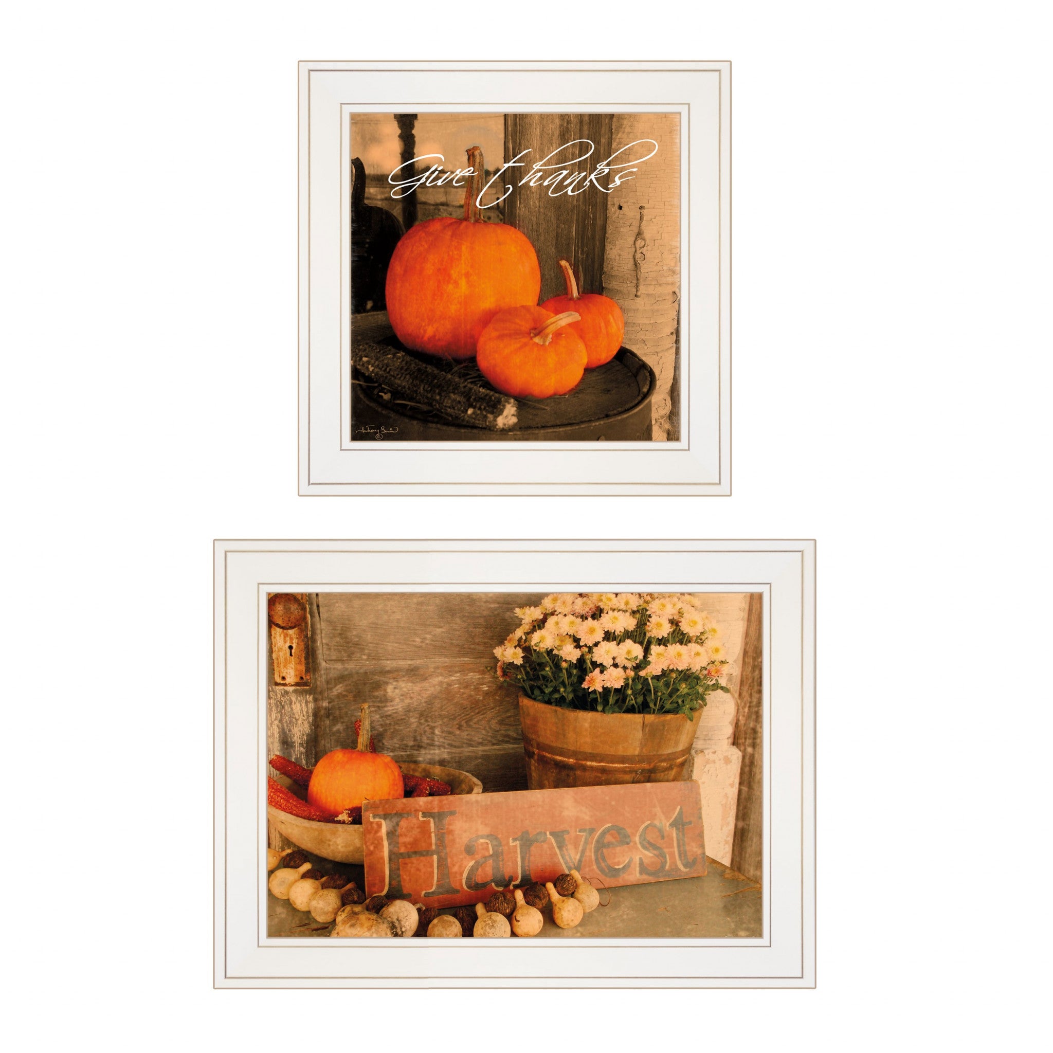 Set Of Two Autumn Harvest 1 White Framed Print Kitchen Wall Art