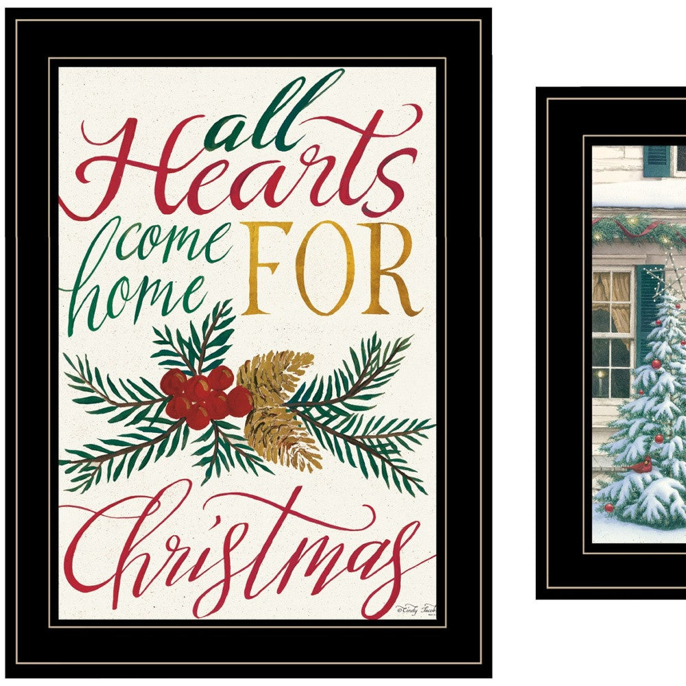 Set Of Two Come Home for Christmas 2 Black Framed Print Wall Art