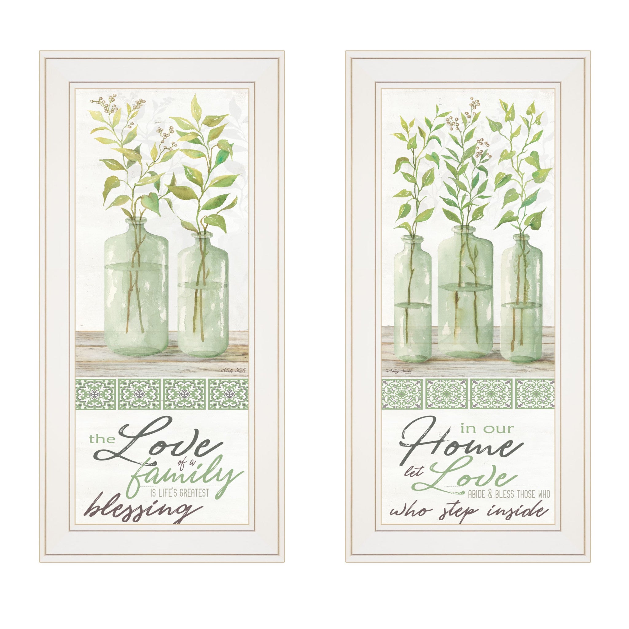 Set Of Two Home and Family White Framed Print Wall Art