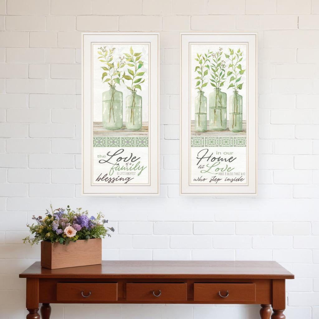 Set Of Two Home and Family White Framed Print Wall Art