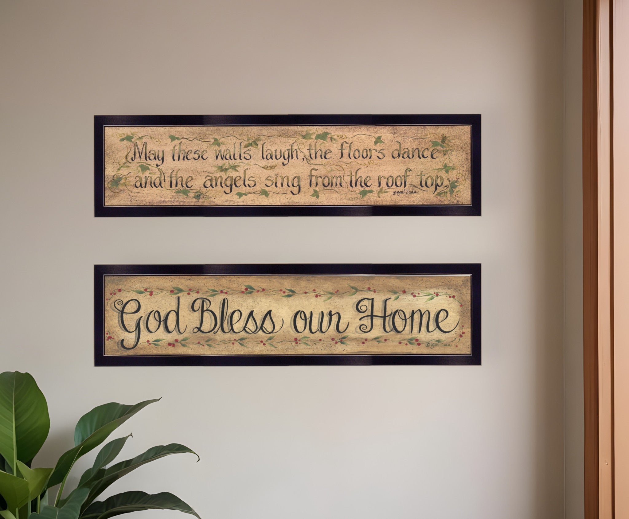 Set Of Two Blessed Home Black Framed Print Wall Art