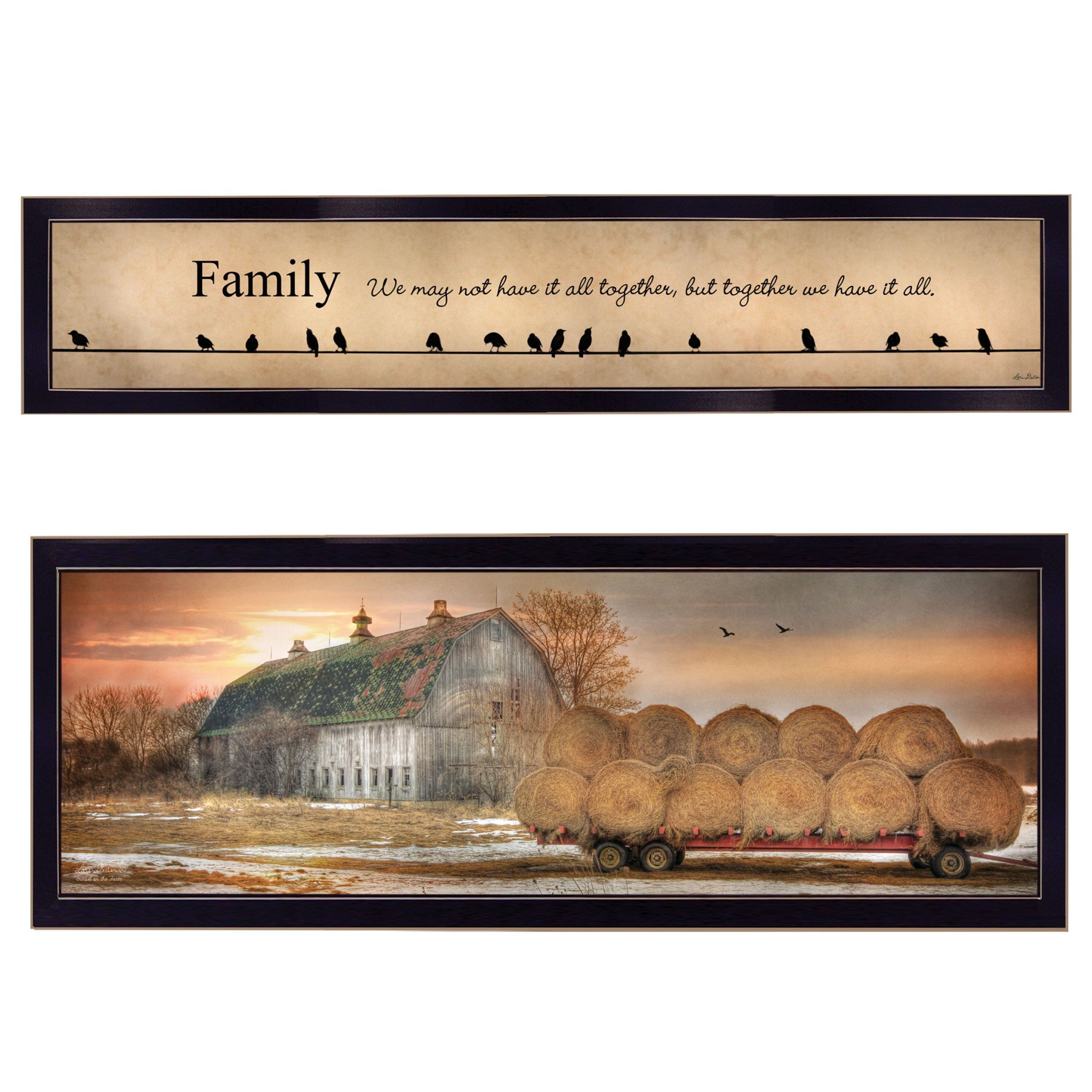 Set Of Two Together Blessed We Have It All 2 Black Framed Print Wall Art