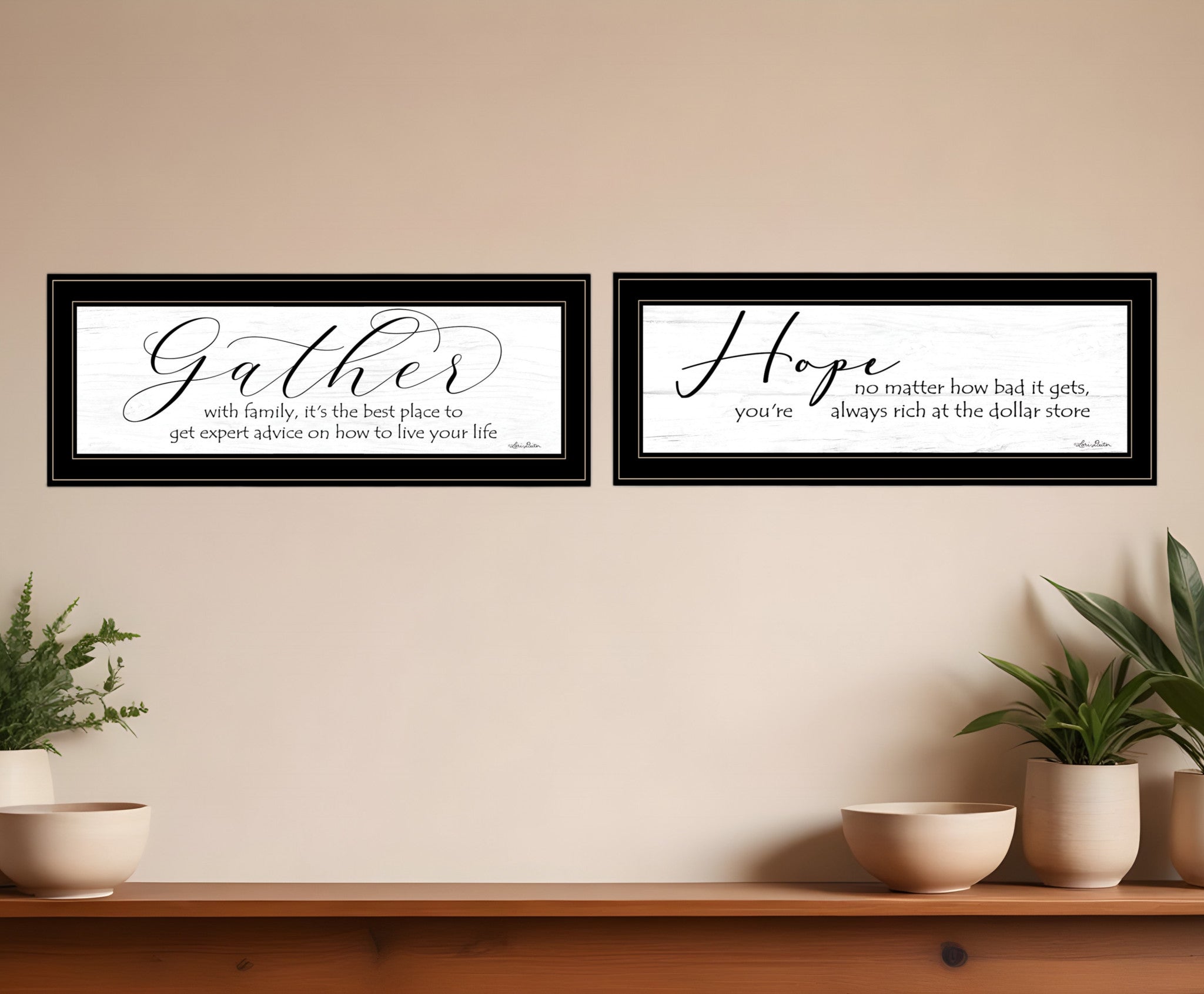 Set Of Two Gather Together 2 Black Framed Print Wall Art