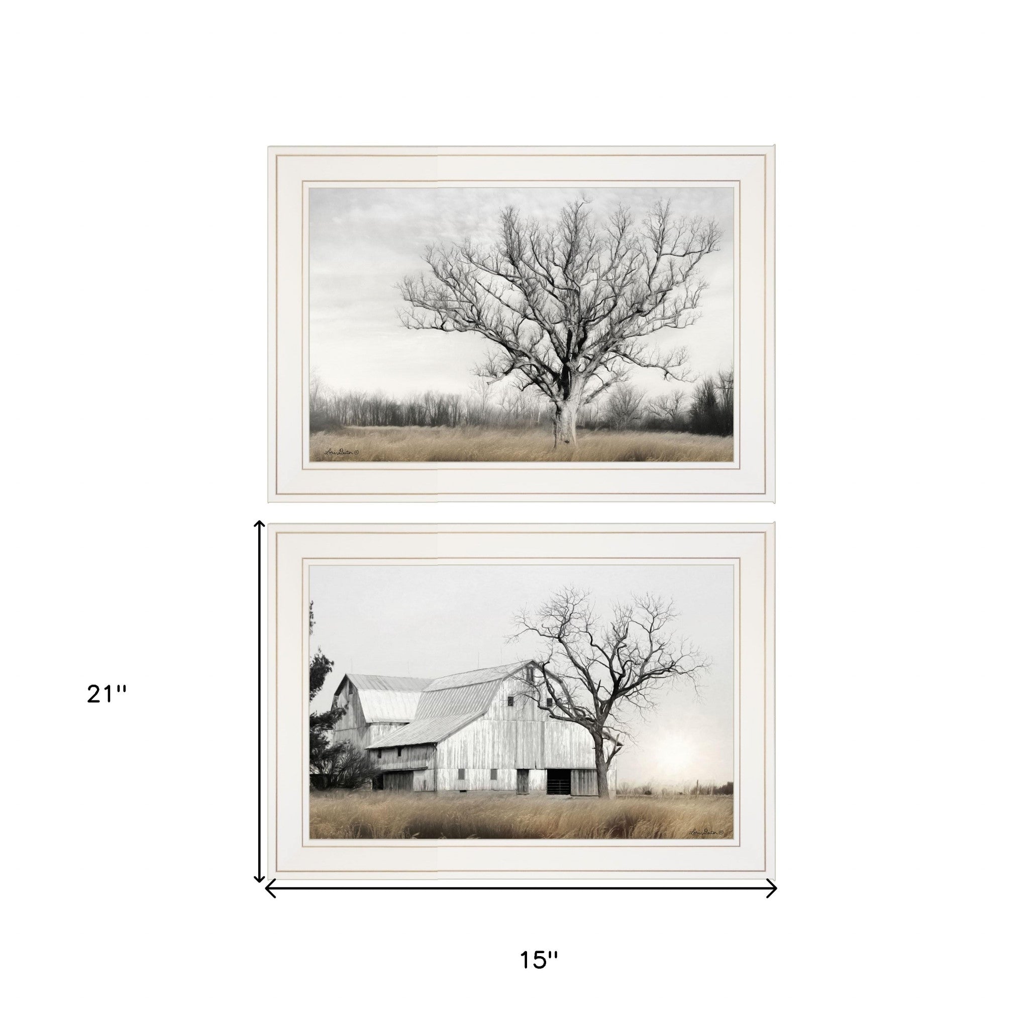 Set Of Two Ohio Fields I 1 White Framed Print Wall Art