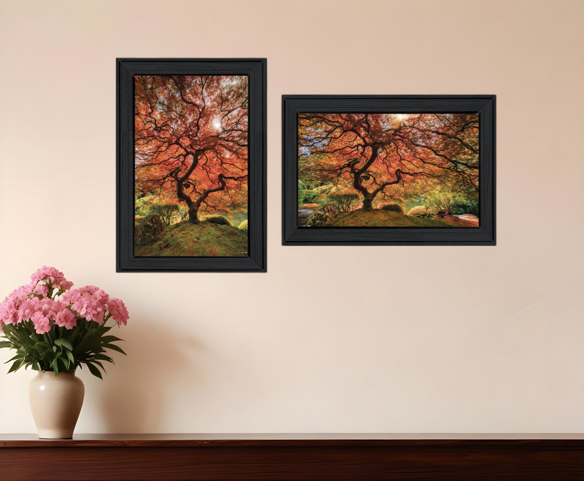 Set Of Two First Colors of Fall II Black Framed Print Wall Art