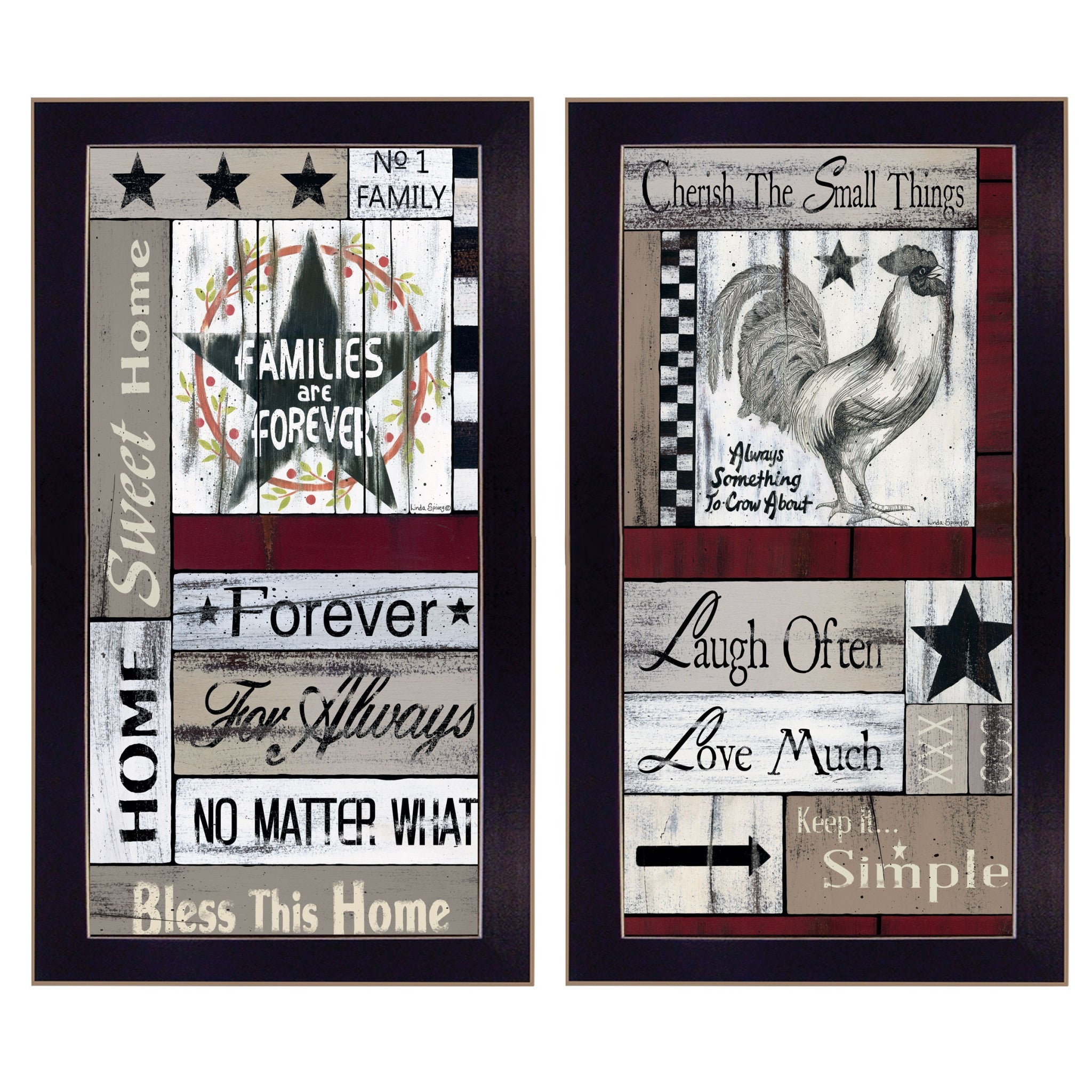 Set Of Two Family Wisdom Cherish The Small things Black Framed Print Wall Art