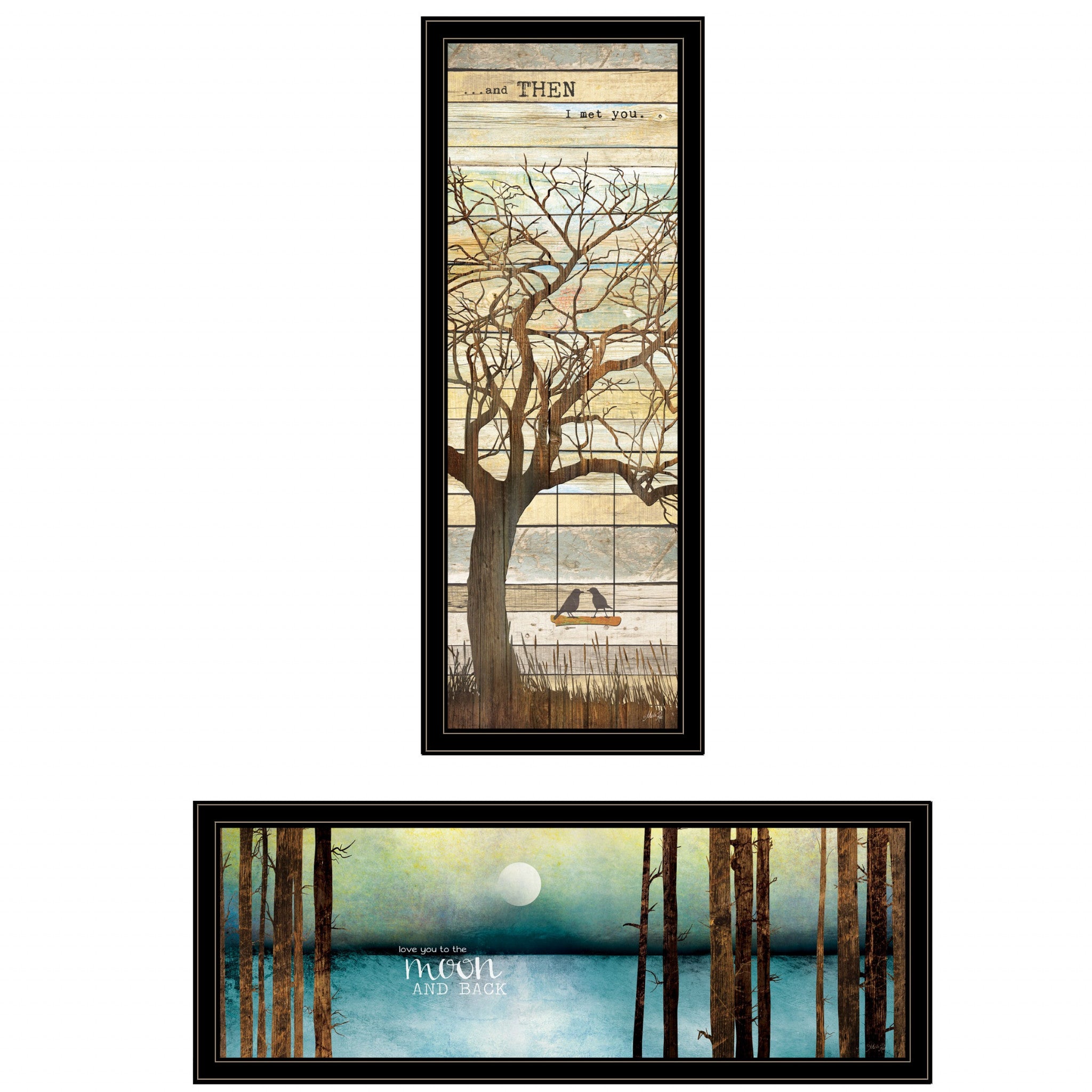 Set Of Two I met You or Living your Dreams 1 Black Framed Print Wall Art