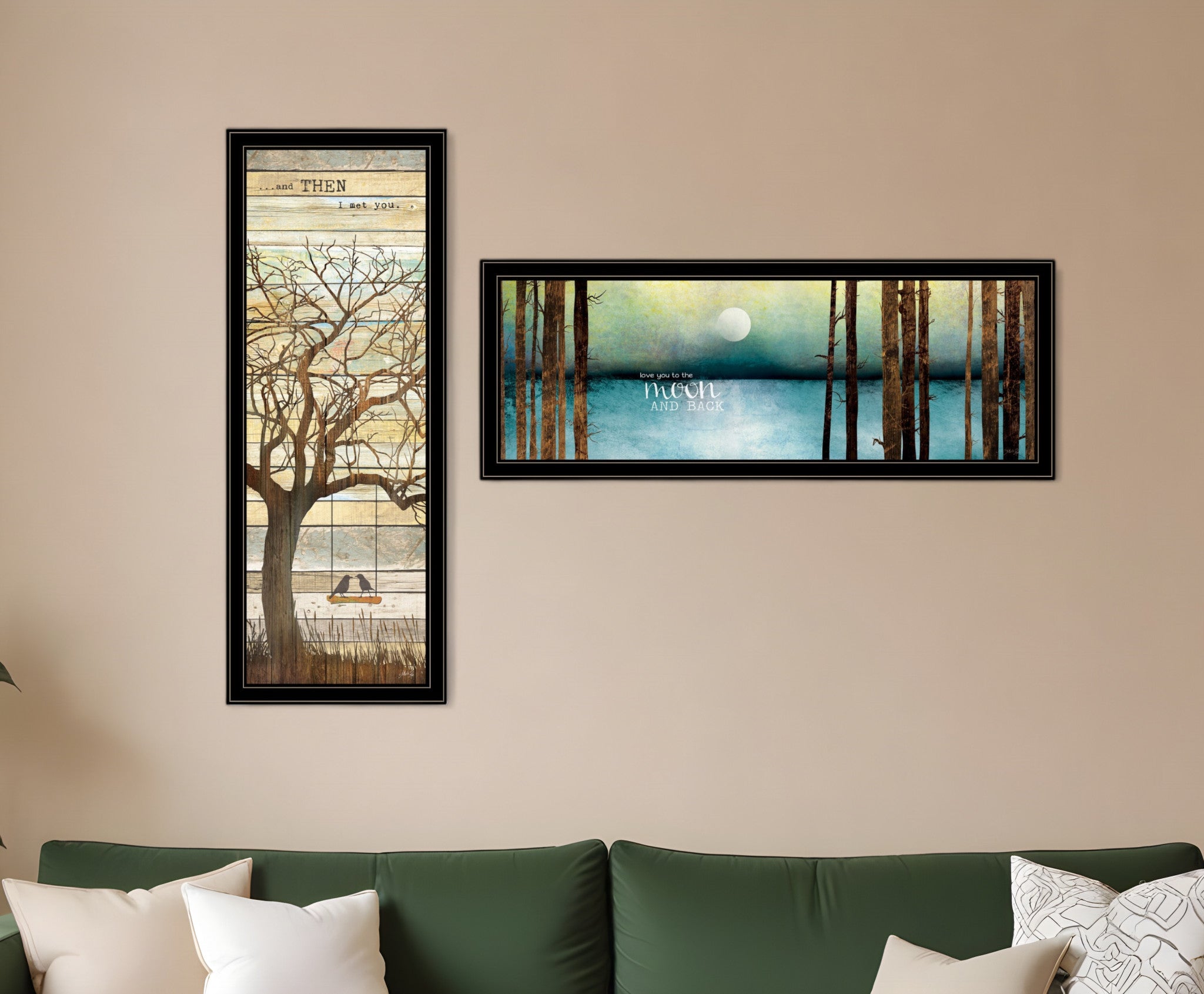 Set Of Two I met You or Living your Dreams 1 Black Framed Print Wall Art