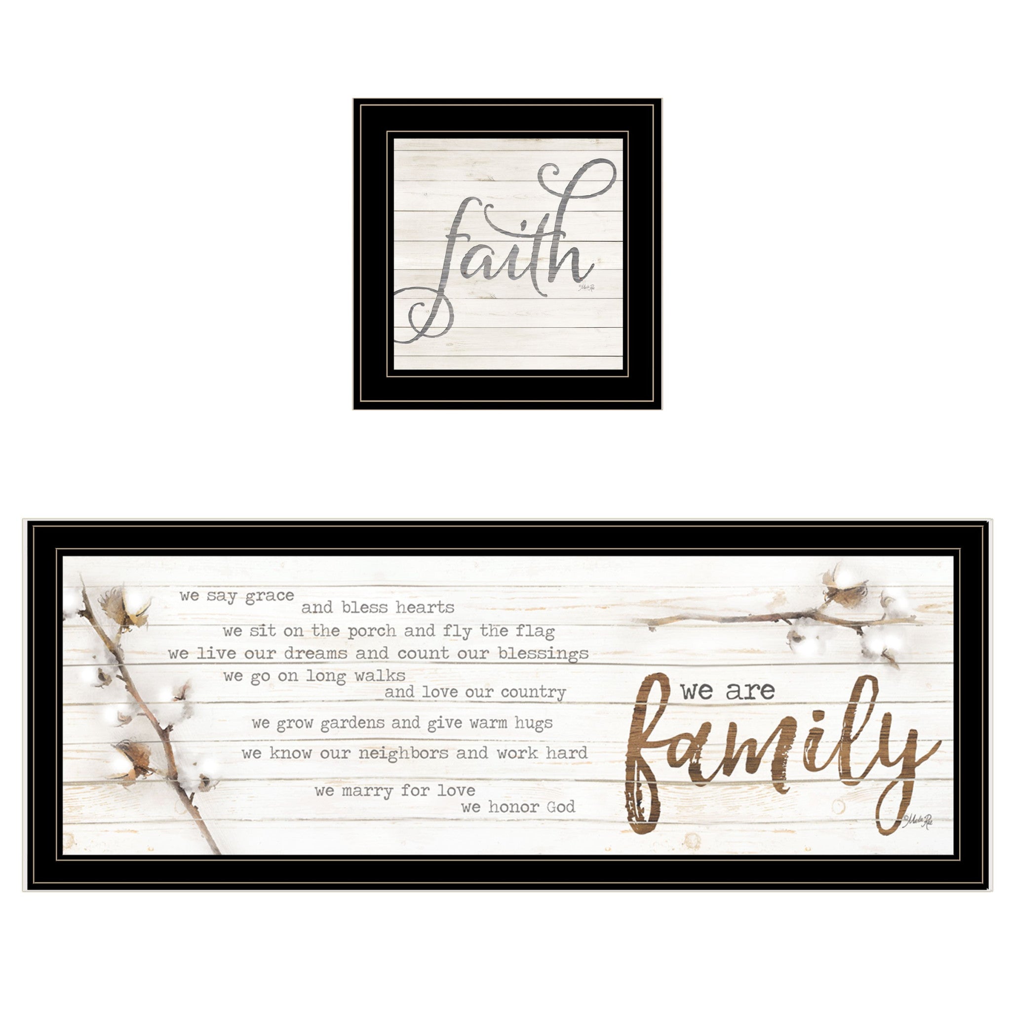 Set Of Two We are Family 1 Black Framed Print Wall Art