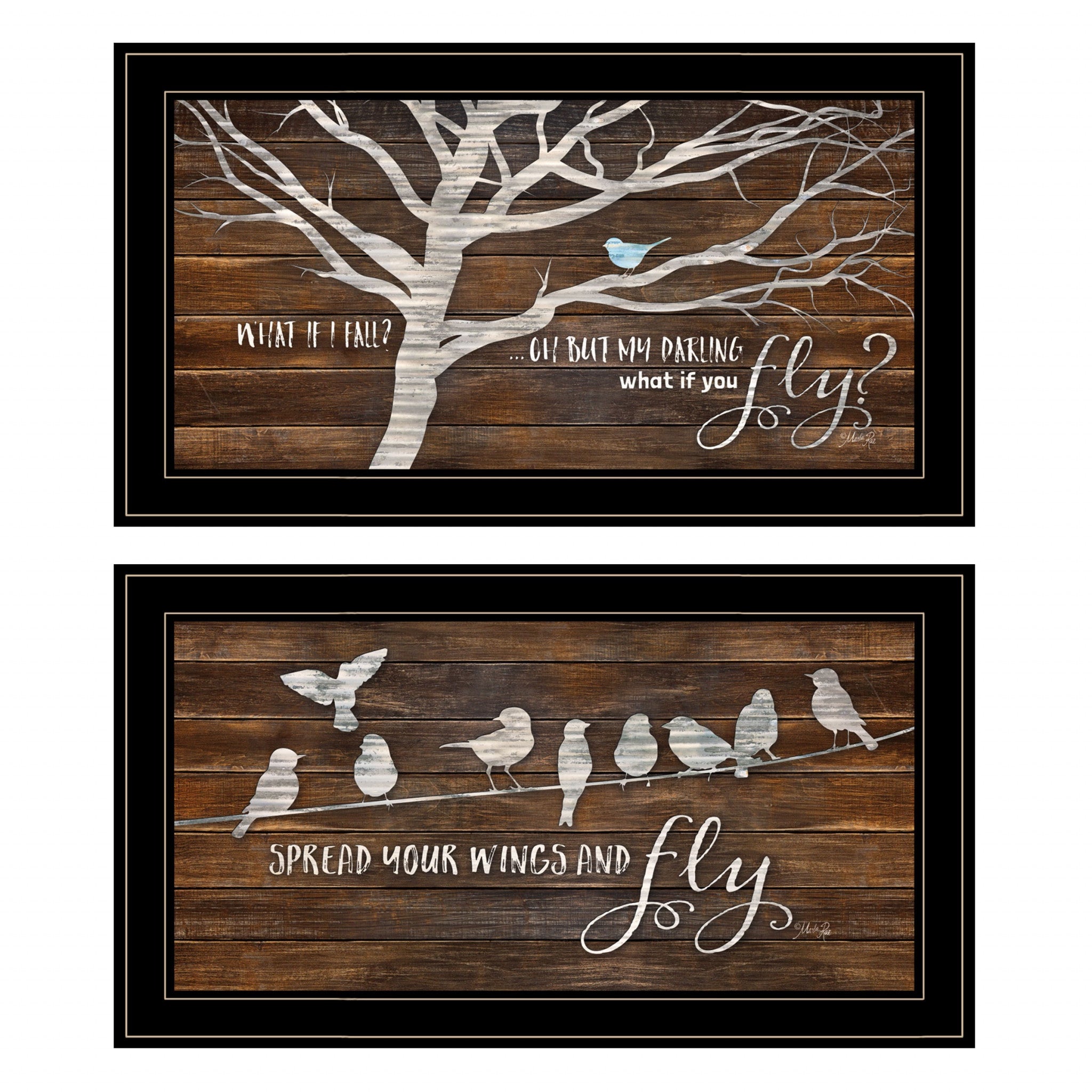 Set Of Two Spread Your Wings 2 Black Framed Print Wall Art