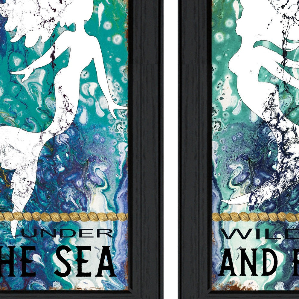 Set Of Two Under The Sea 2 Black Framed Print Wall Art