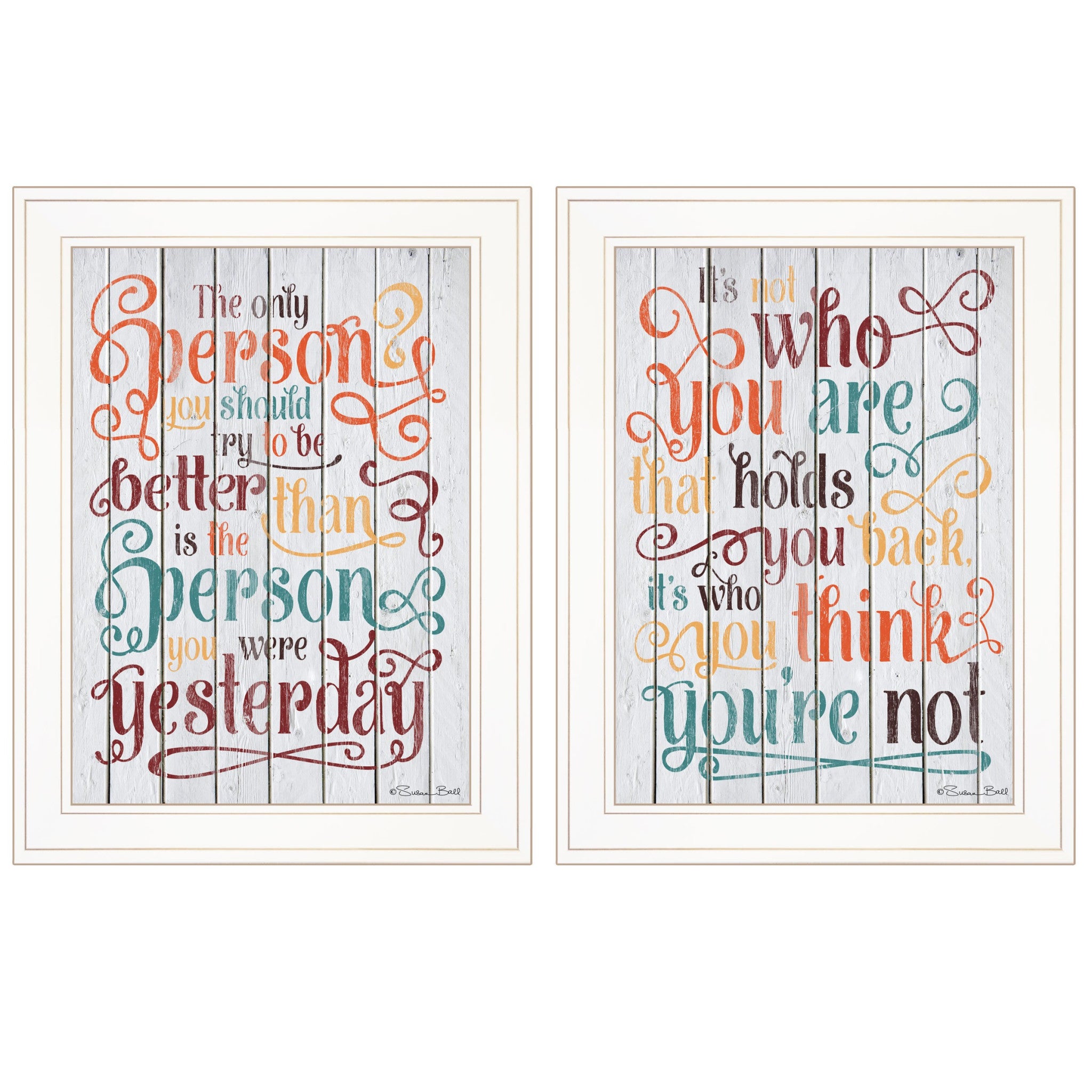 Set Of Two The Only Person 1 White Framed Print Wall Art