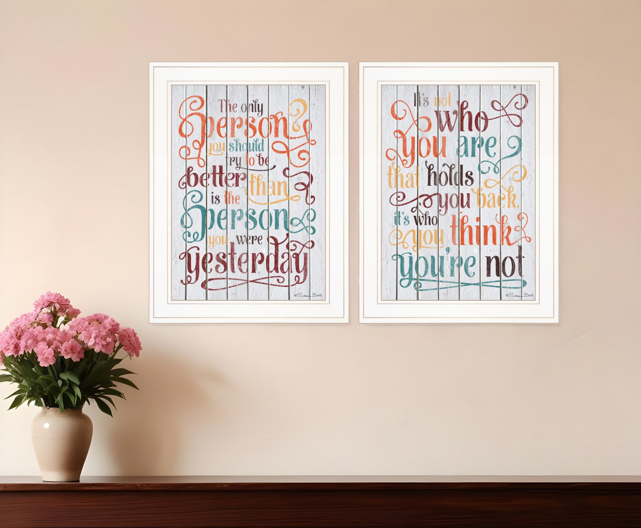 Set Of Two The Only Person 1 White Framed Print Wall Art