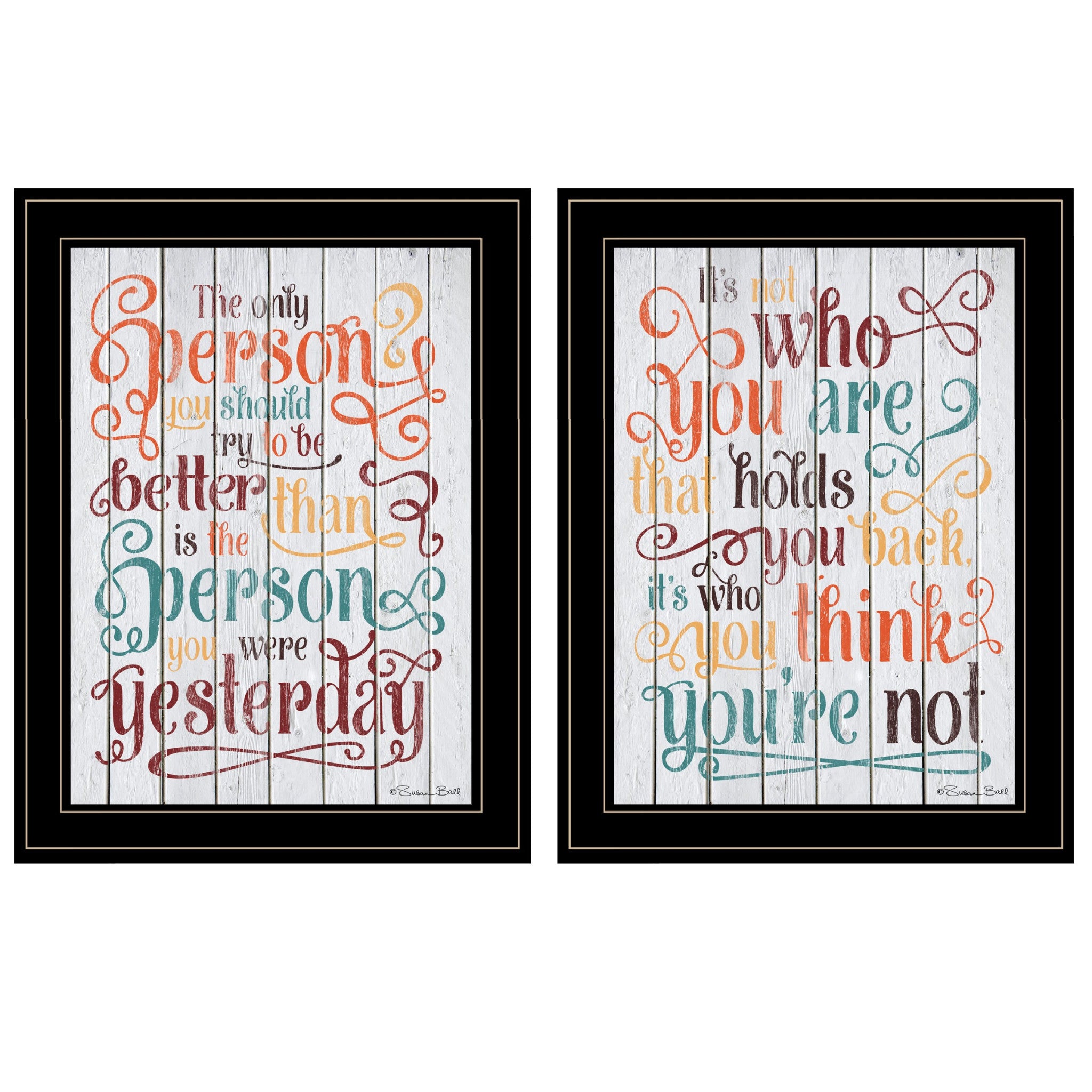 Set Of Two The Only Person 2 Black Framed Print Wall Art