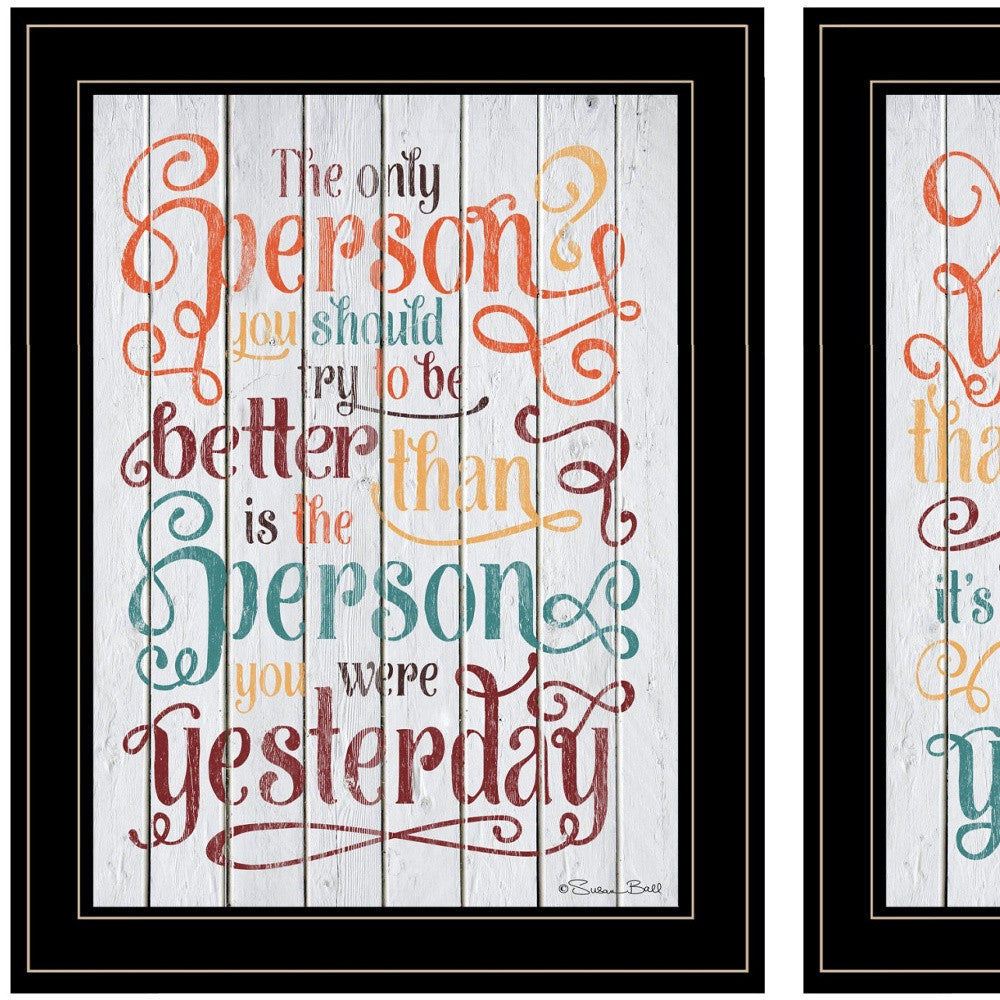 Set Of Two The Only Person 2 Black Framed Print Wall Art