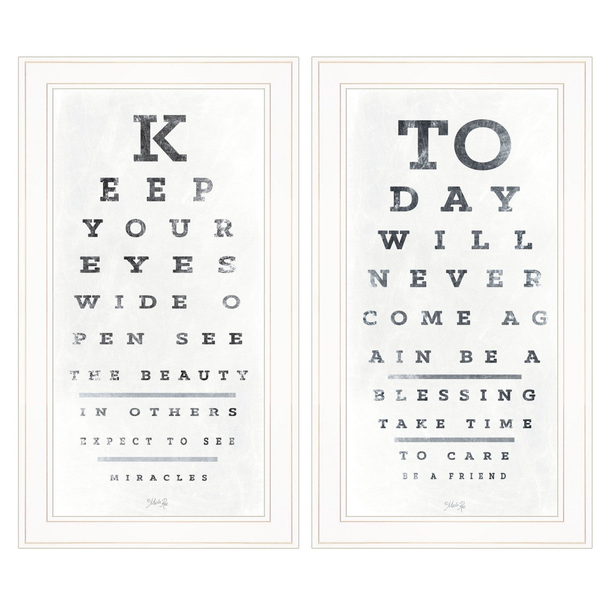 Set Of Two Eye Charts 3 White Framed Print Wall Art