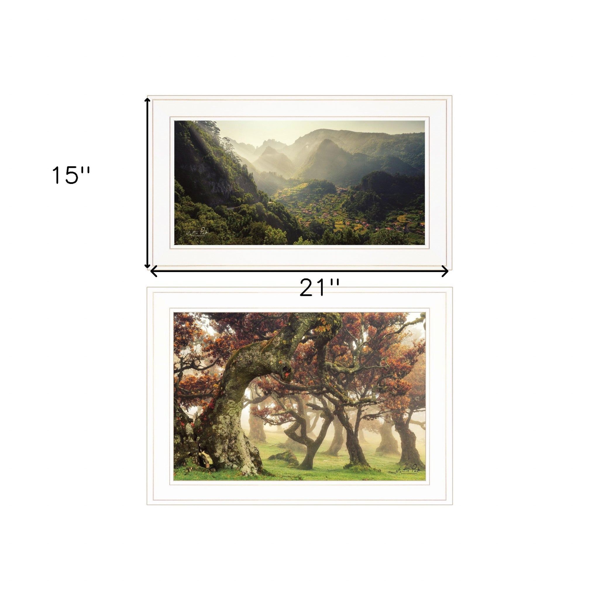 Set Of Two The Land of Hobbits 1 White Framed Print Wall Art