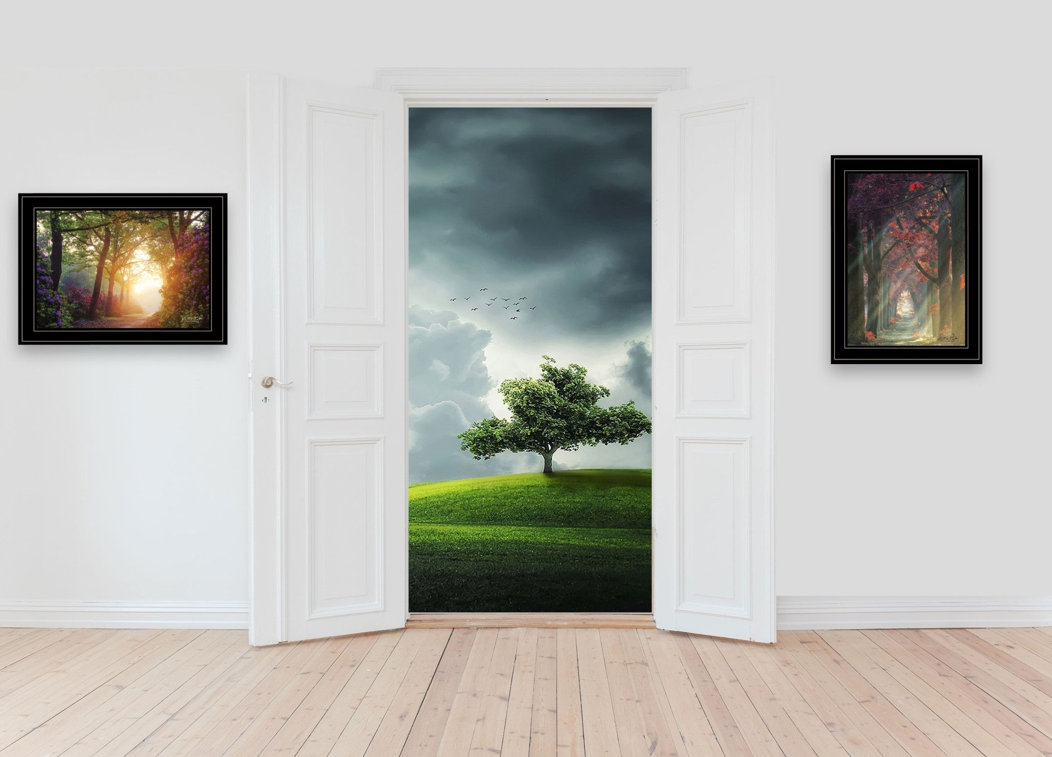 Set Of Two Path of Happiness 2 Black Framed Print Wall Art