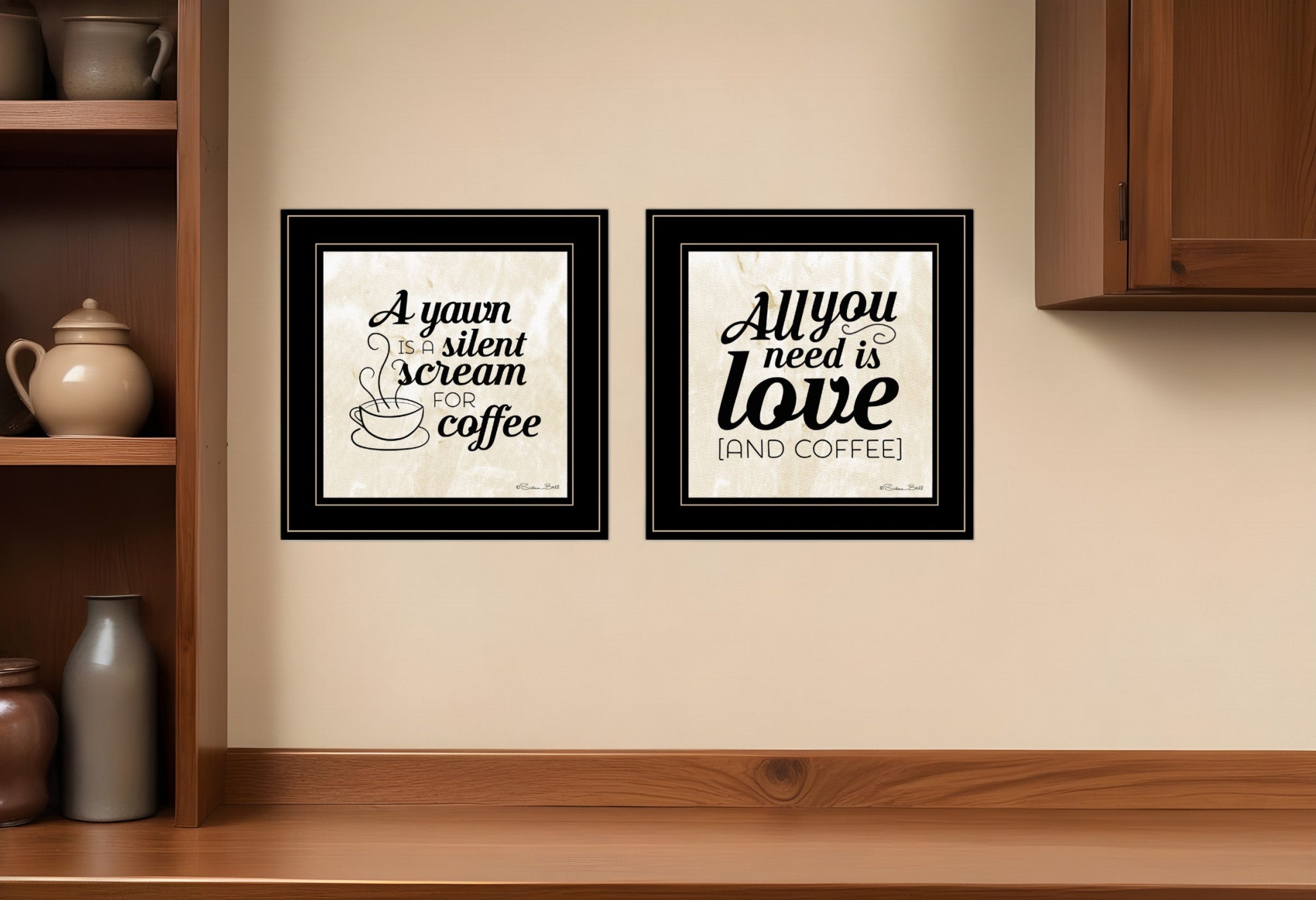 Set Of Two All You Need is Coffee 2 Black Framed Print Wall Art