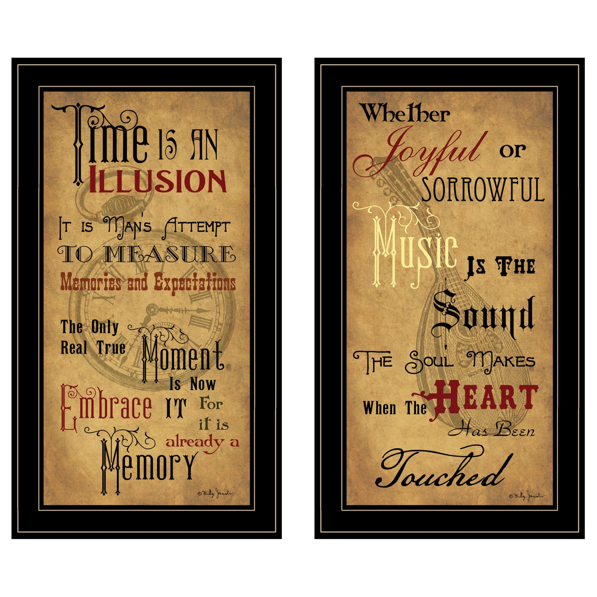 Set Of Two Joyful 2 Black Framed Print Wall Art