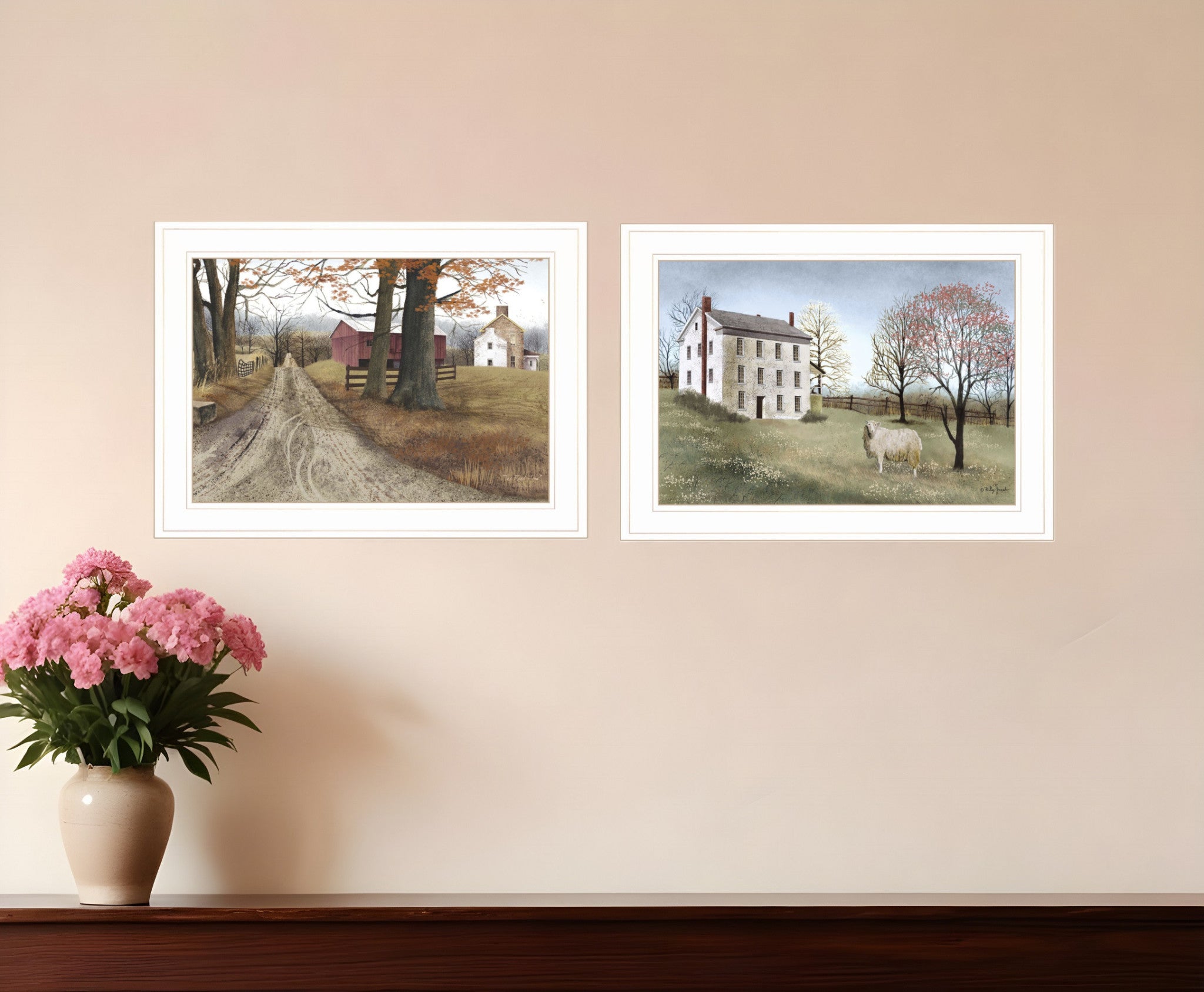 Set Of Two The Road Home 1 White Framed Print Wall Art