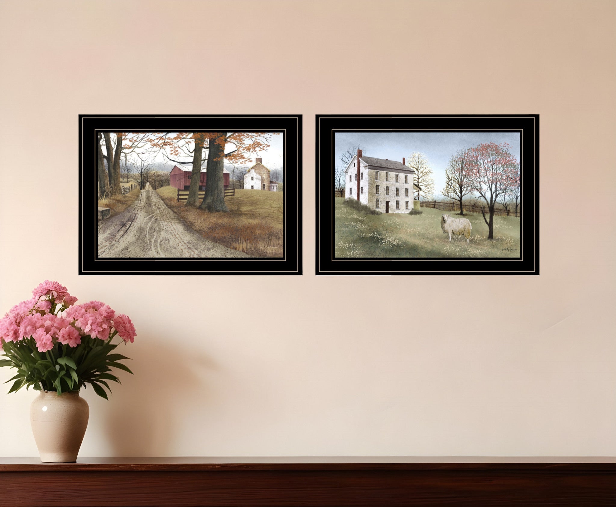 Set Of Two The Road Home 2 Black Framed Print Wall Art