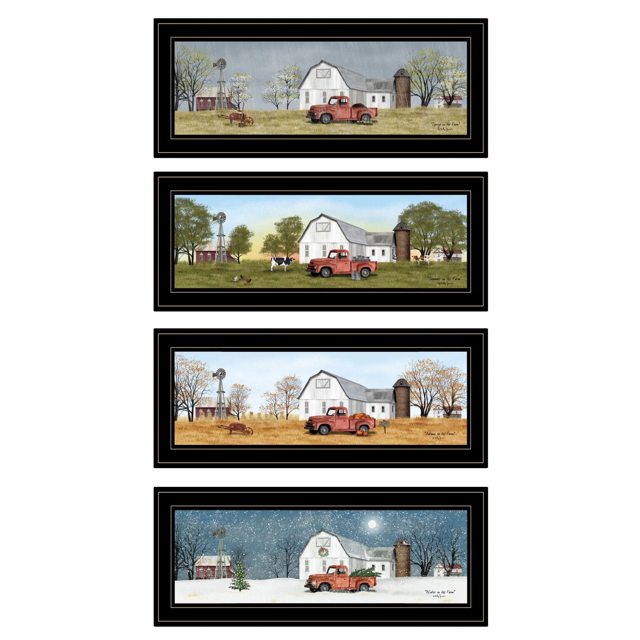 Set Of Four Billy Jacobs Four Seasons Collection V Black Frame 2 Black Framed Print Wall Art