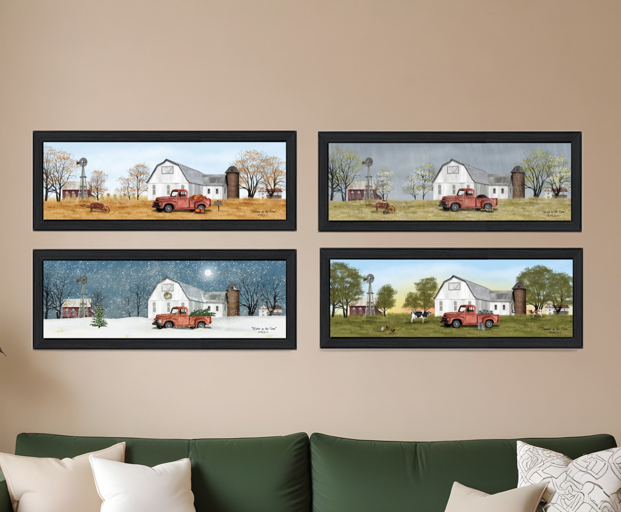 Set Of Four Billy Jacobs Four Seasons Collection VII 2 Black Framed Print Wall Art