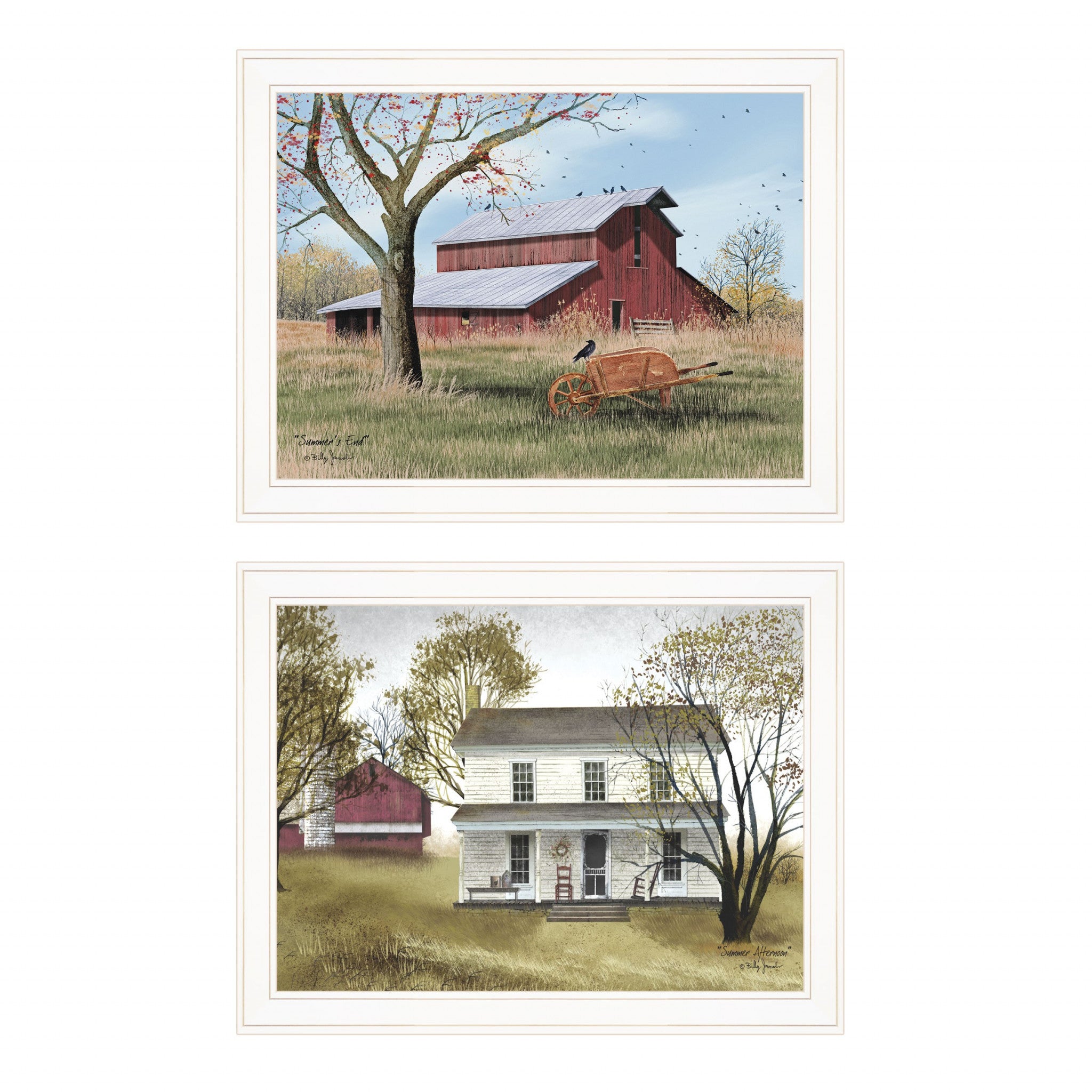 Set Of Two End of Summer 1 White Framed Print Wall Art