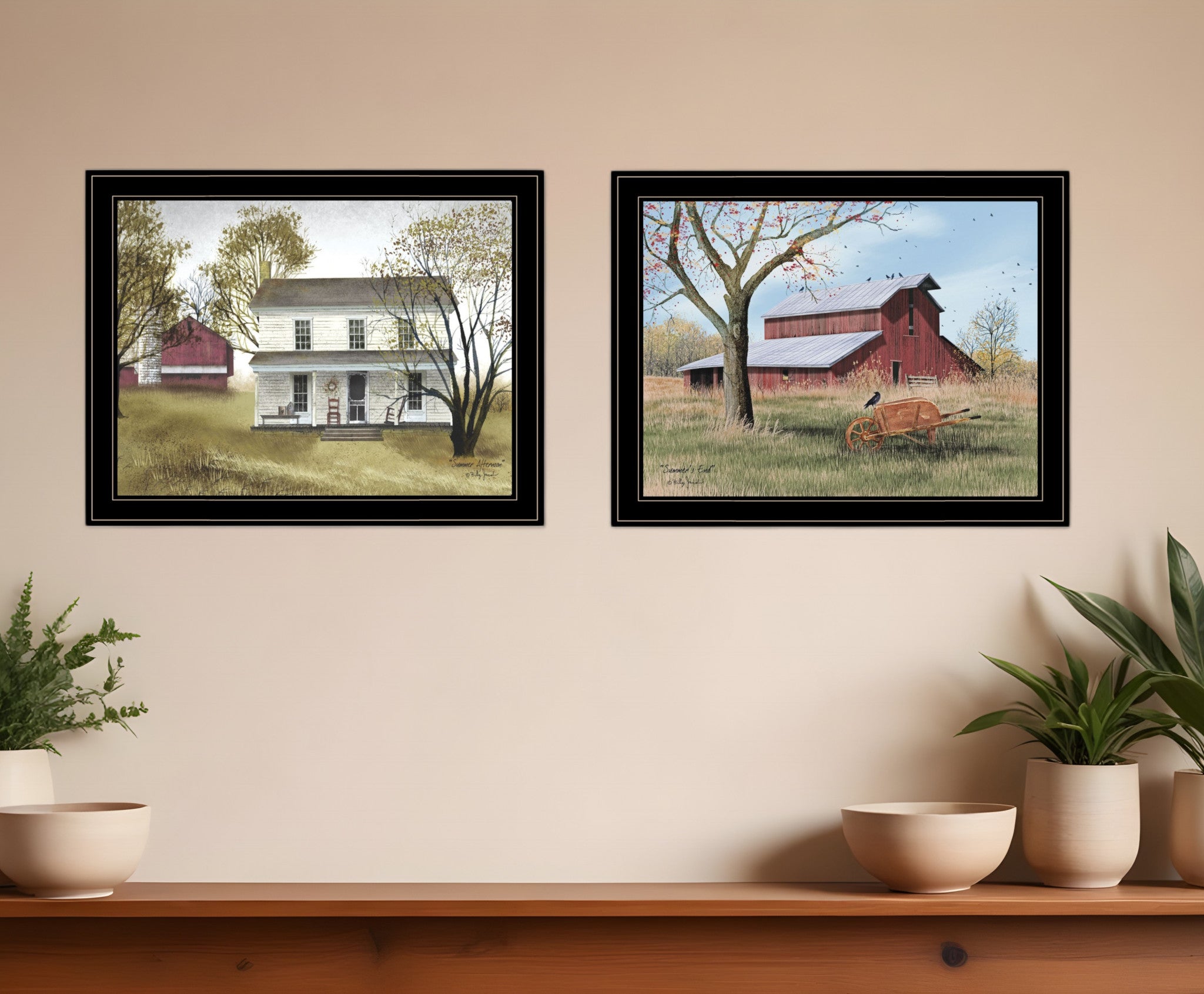 Set Of Two End of Summer 2 Black Framed Print Wall Art