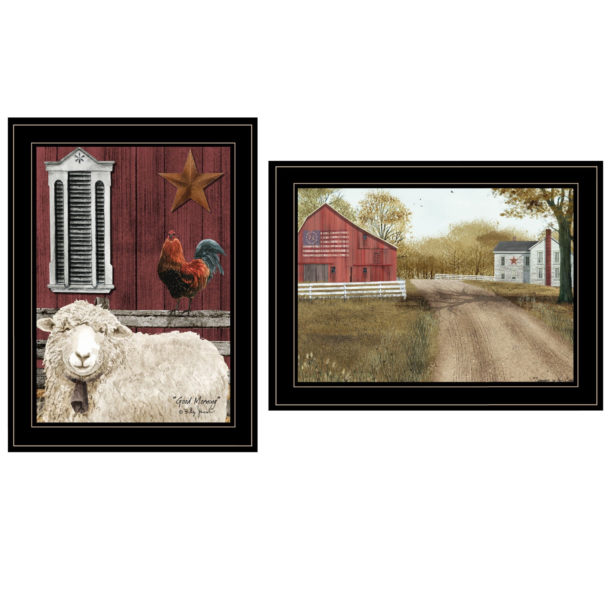 Set Of Two Good Morning 2 Black Framed Print Wall Art