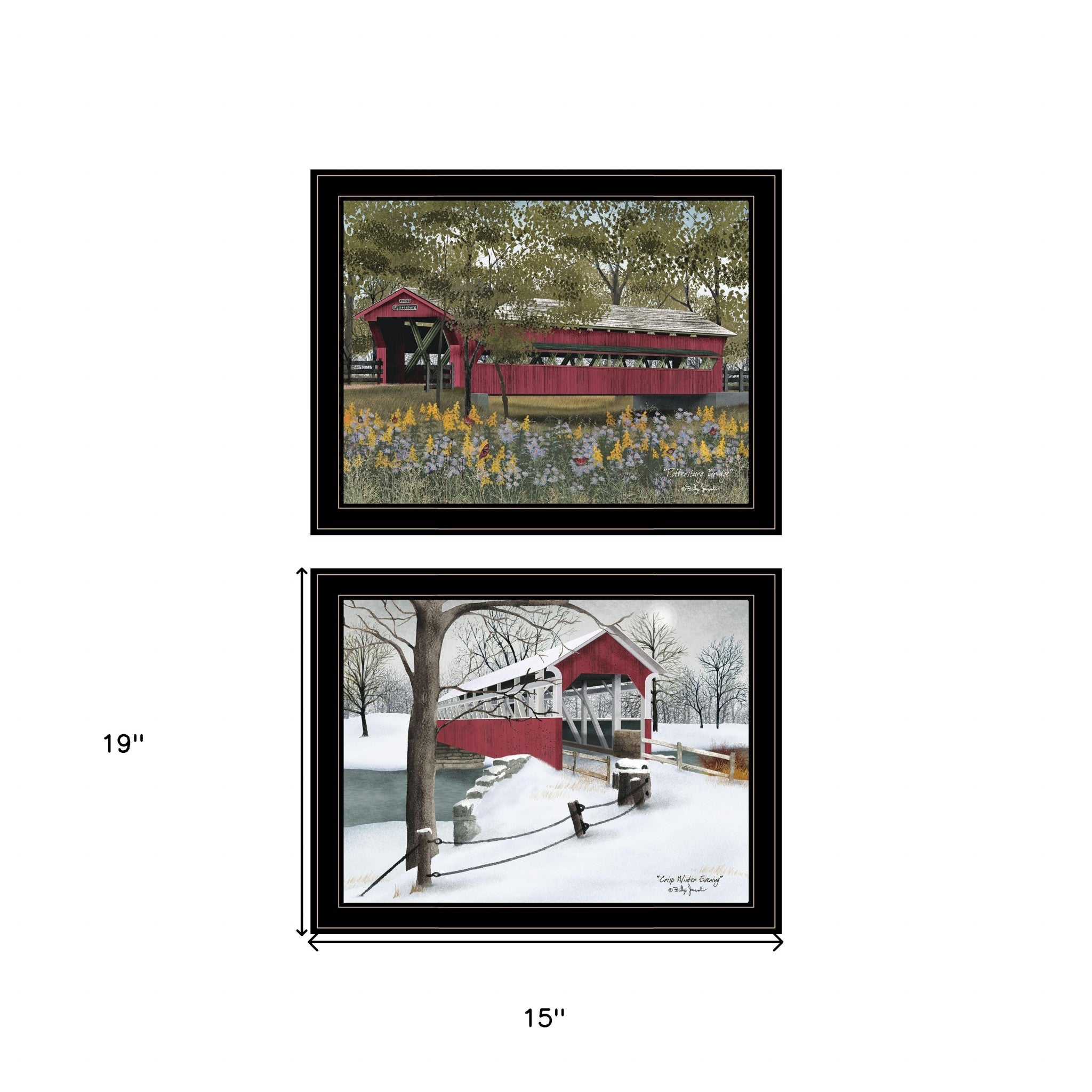 Set Of Two Covered Bridge Collection II 2 Black Framed Print Wall Art