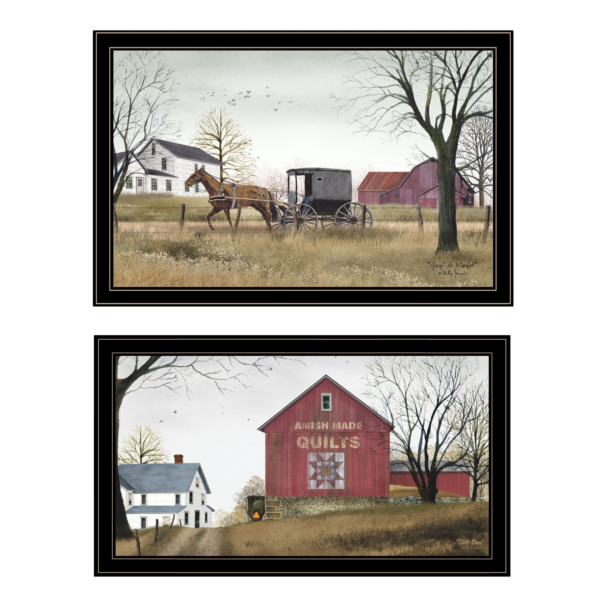 Set Of Two Goin to Market 2 Black Framed Print Wall Art