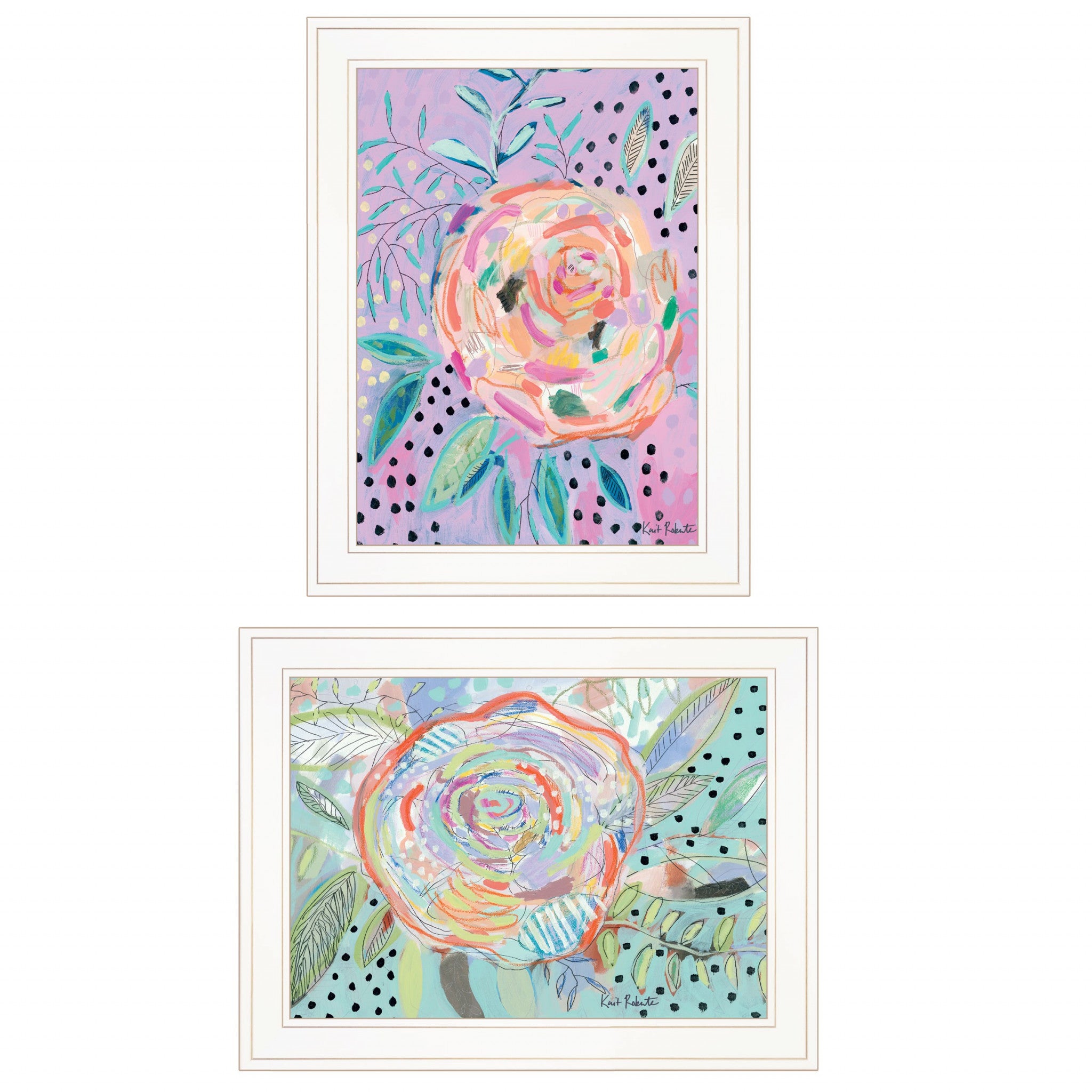 Set Of Two Bloom for Yourself 1 White Framed Print Wall Art