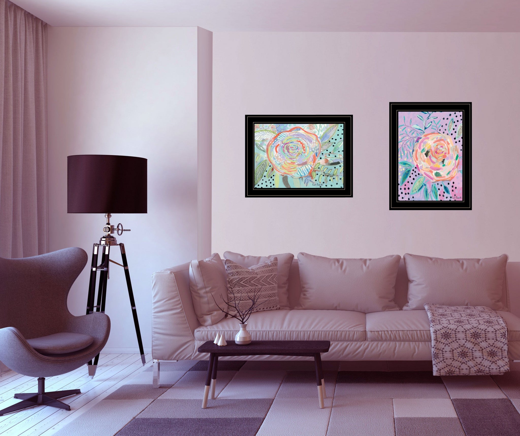 Set Of Two Bloom for Yourself 2 Black Framed Print Wall Art