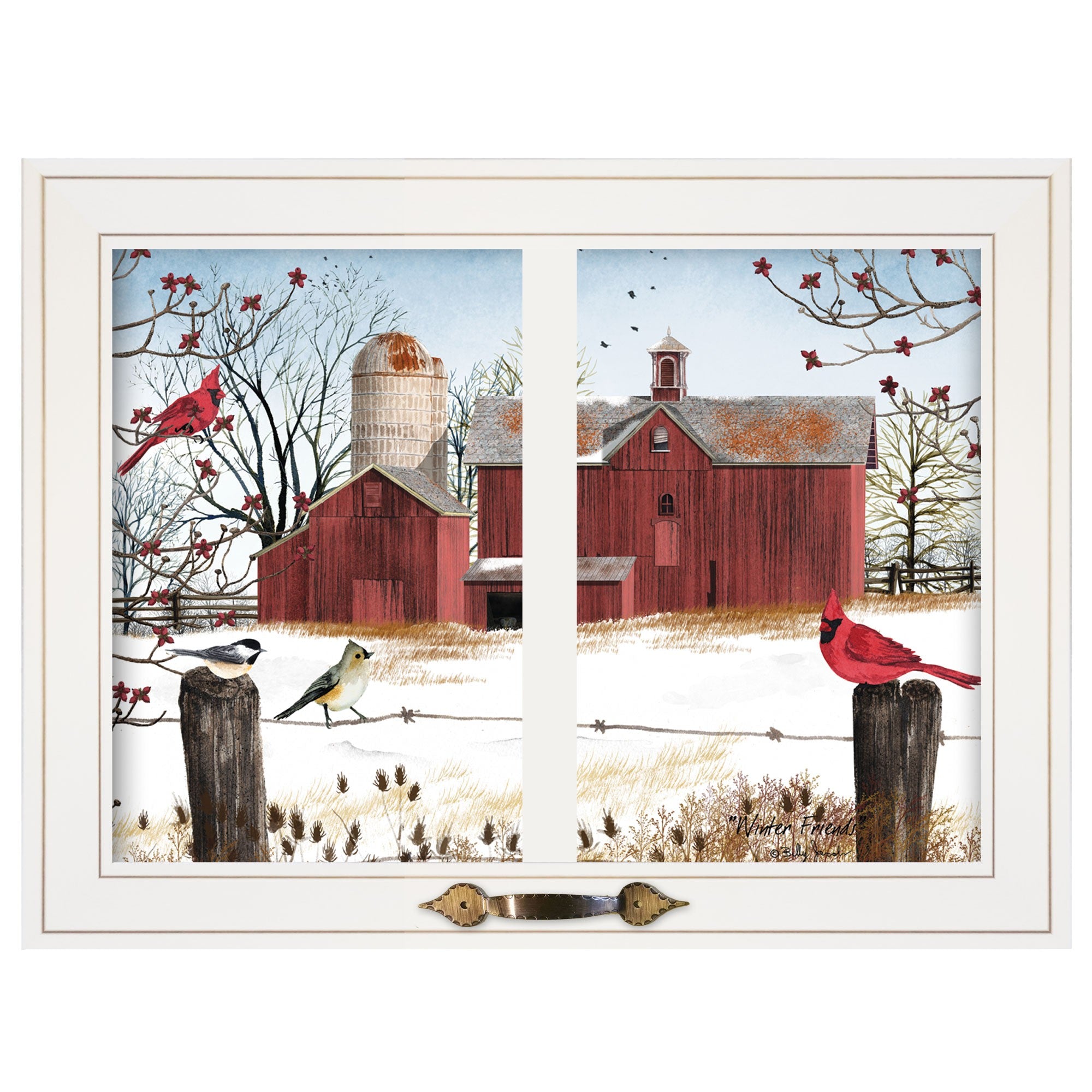 Winter Friends 5 White Framed Print Wall Art