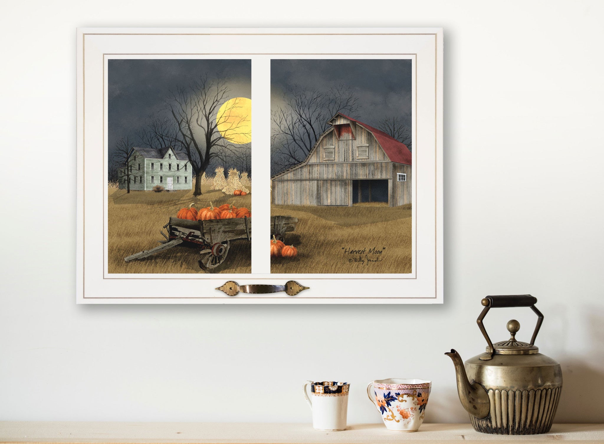 Harvest Moon 9 White Framed Print Kitchen Wall Art