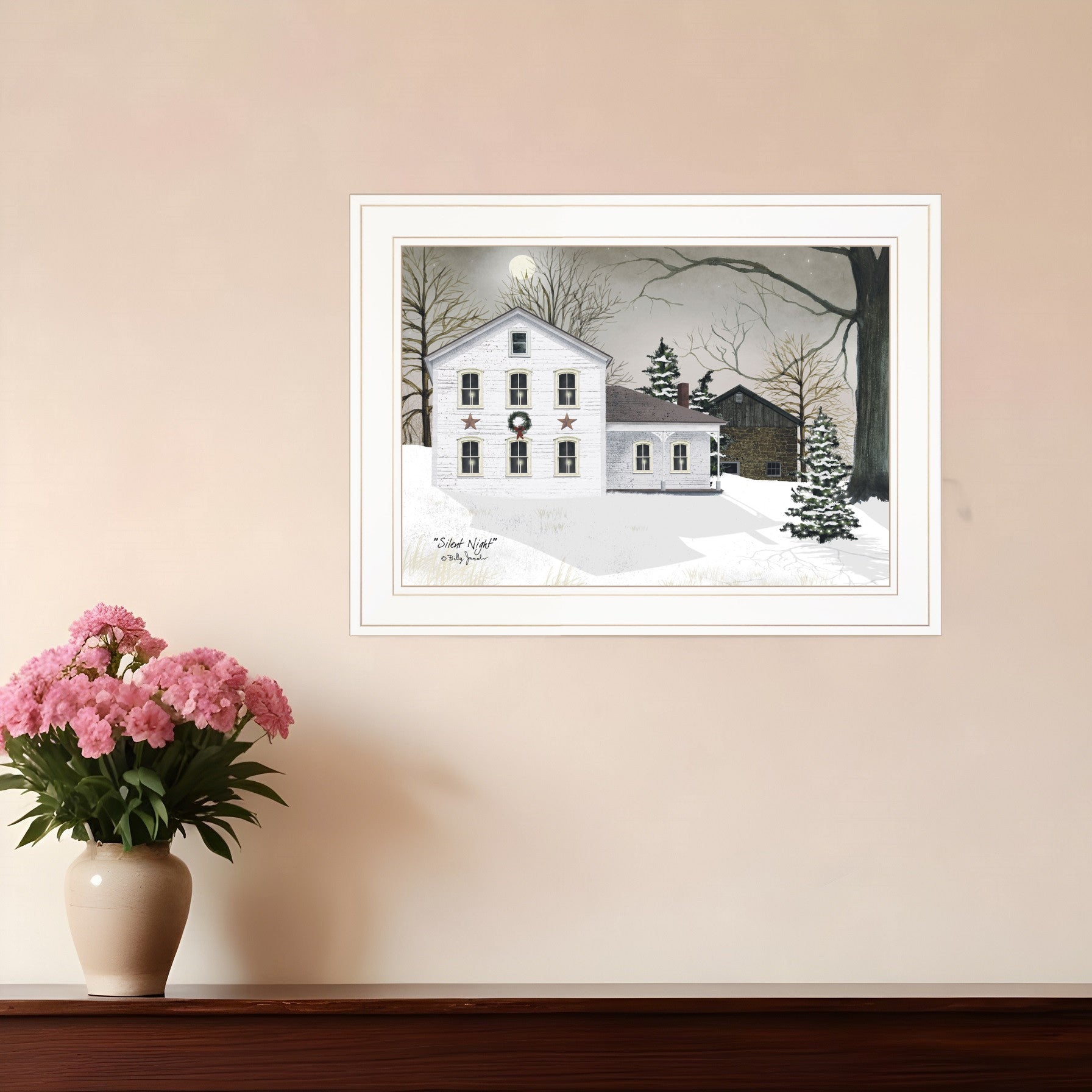 Silent Night 2 White Framed Print Wall Art