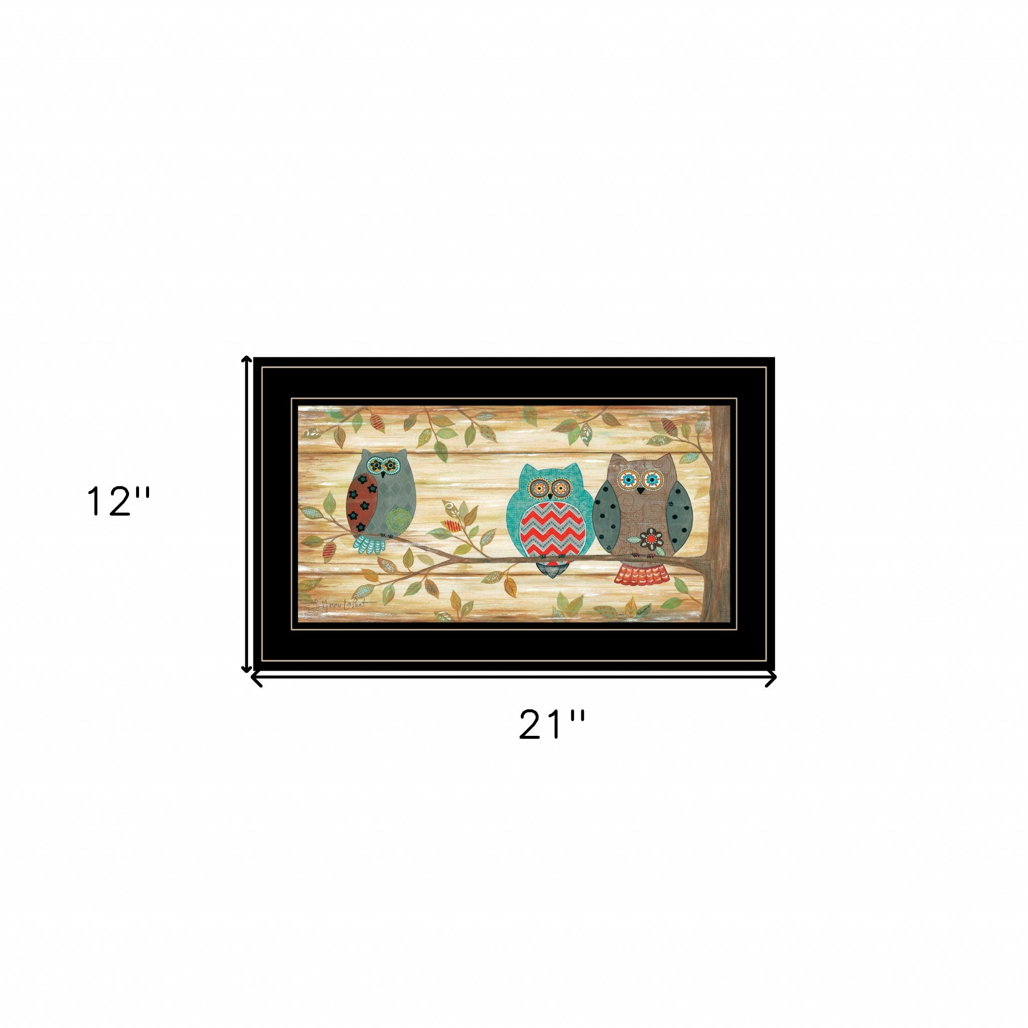 Three Wise Owls 4 Black Framed Print Wall Art