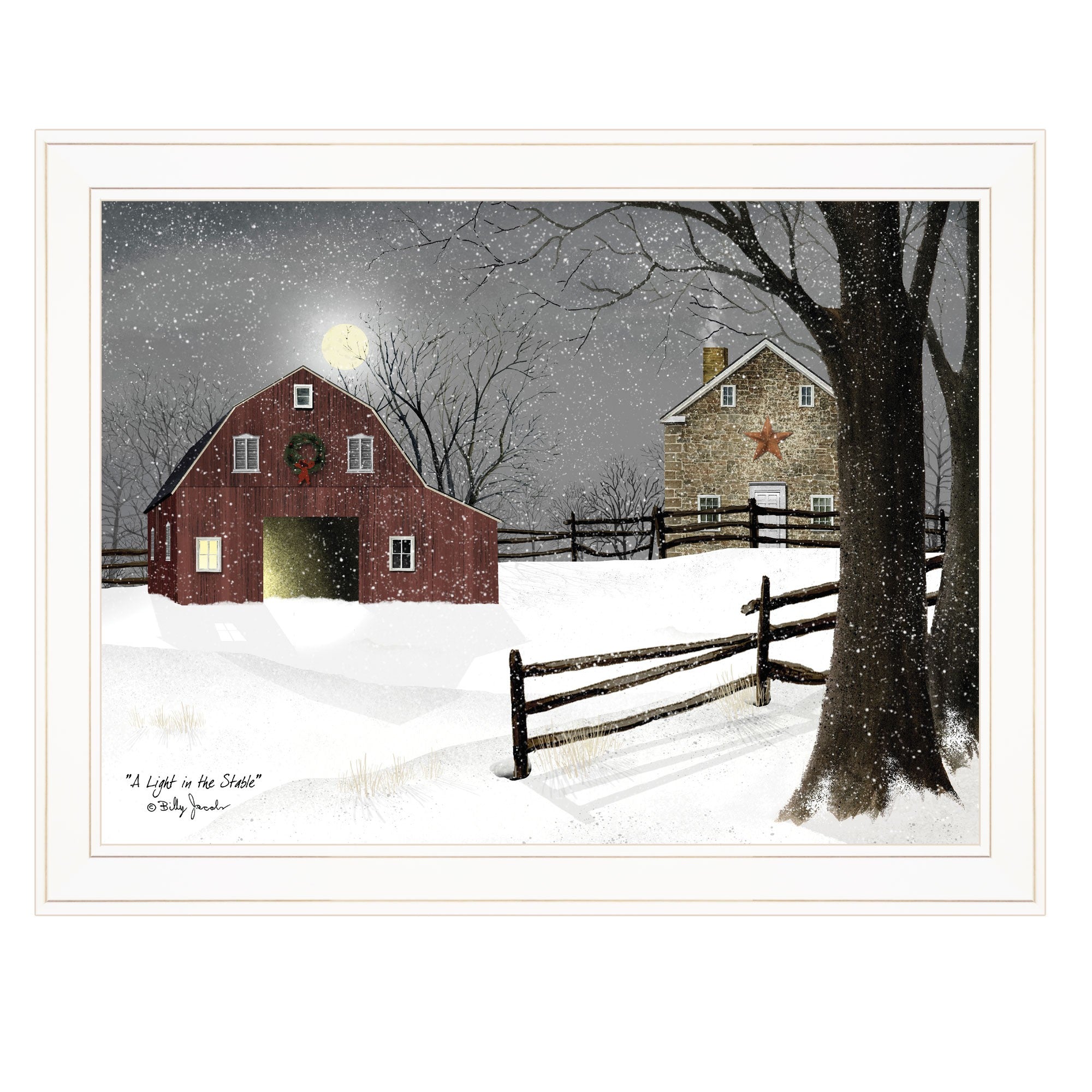 Light in the Stable 5 White Framed Print Wall Art