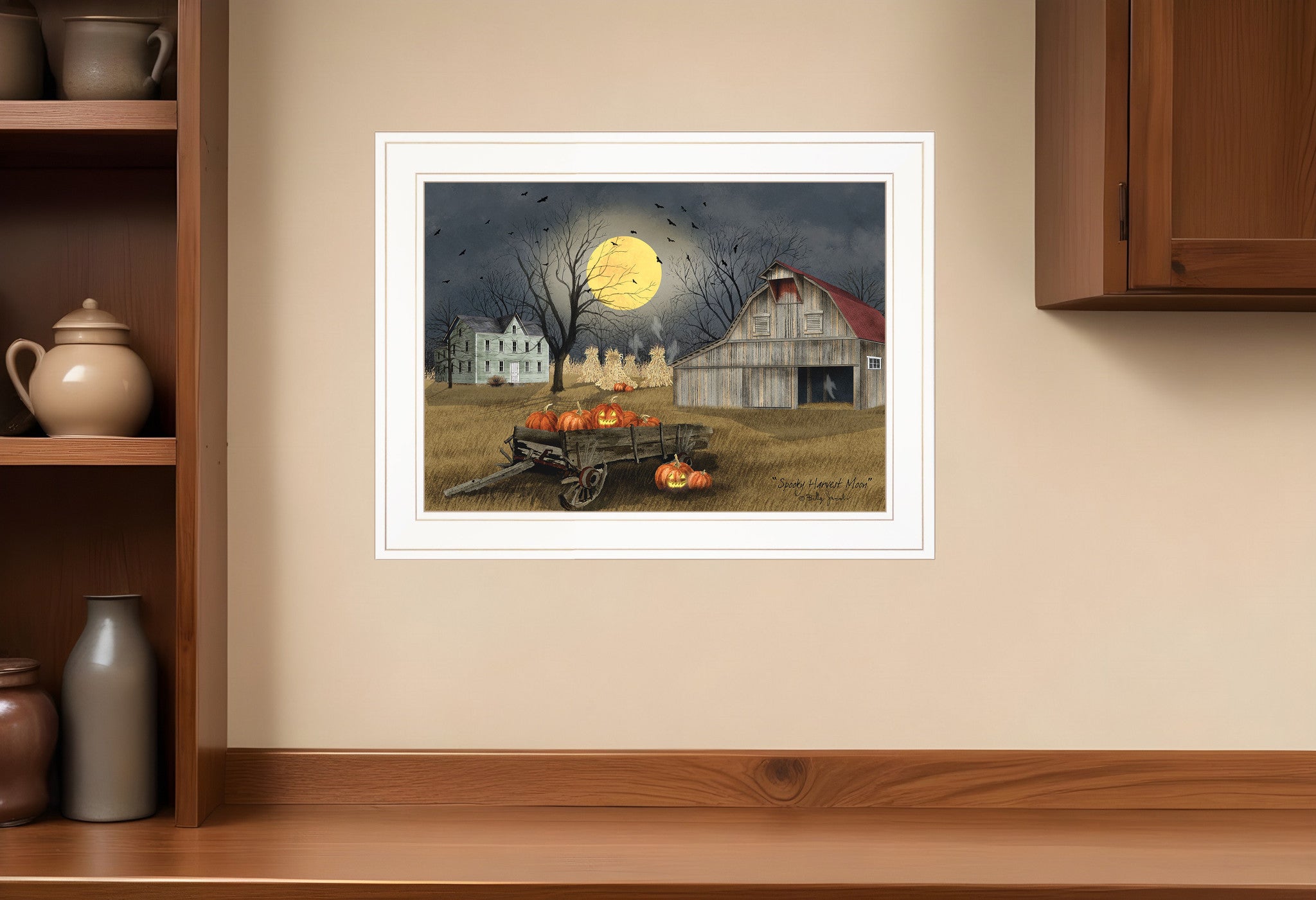 Spooky Harvest Moon 2 White Framed Print Kitchen Wall Art