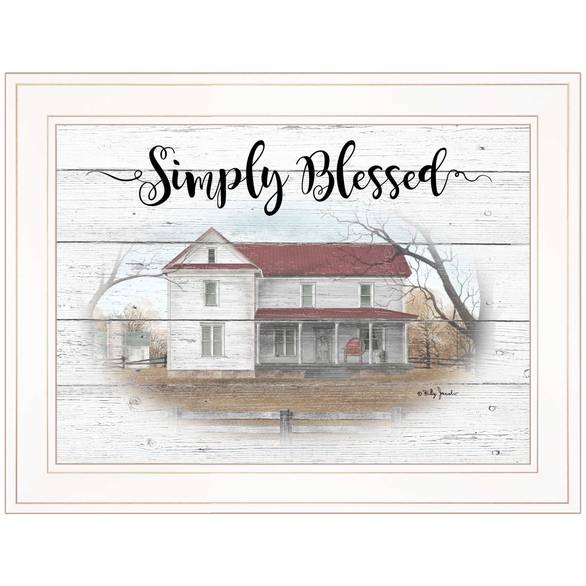 Simply Blessed Farmhouse White Framed Print Wall Art