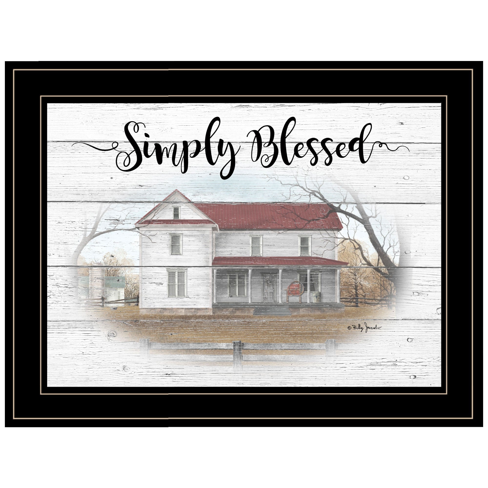 Simply Blessed Farmhouse Black Framed Print Wall Art